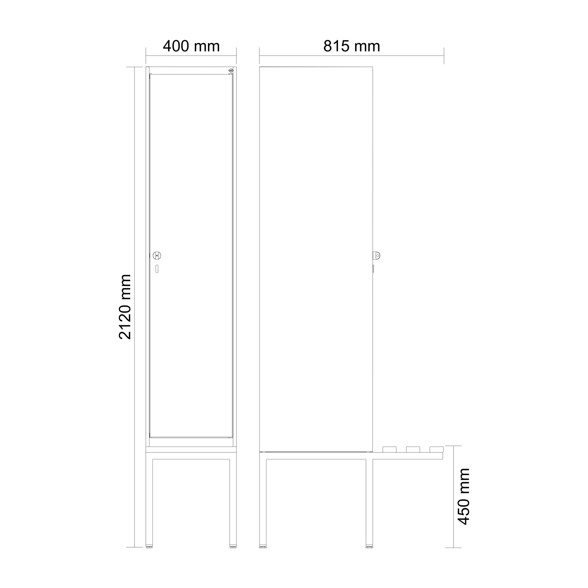 C+P Spind Evolo PLUS, Bank, 1 Abteil, 2120x400x815mm