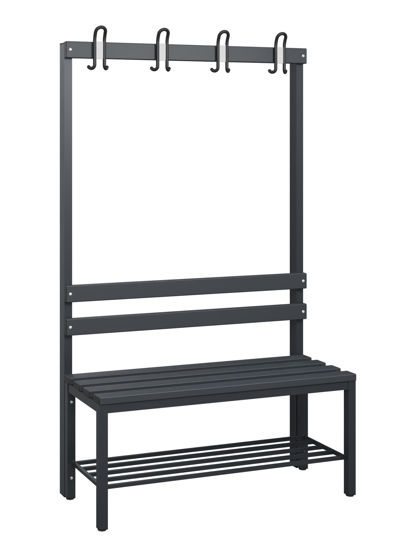C+P Garderobenbank Solid, 1716x1000x412mm, 7021/Schwarzgrau