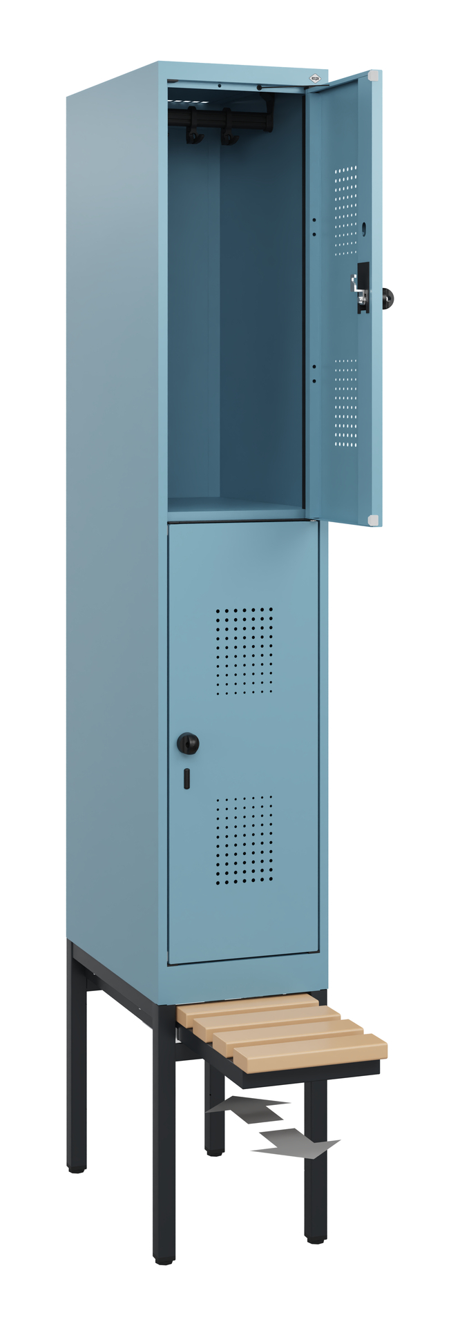 C+P Doppelstöckiger Spind Evolo PLUS, 2 Fächer, 1950x300x815mm