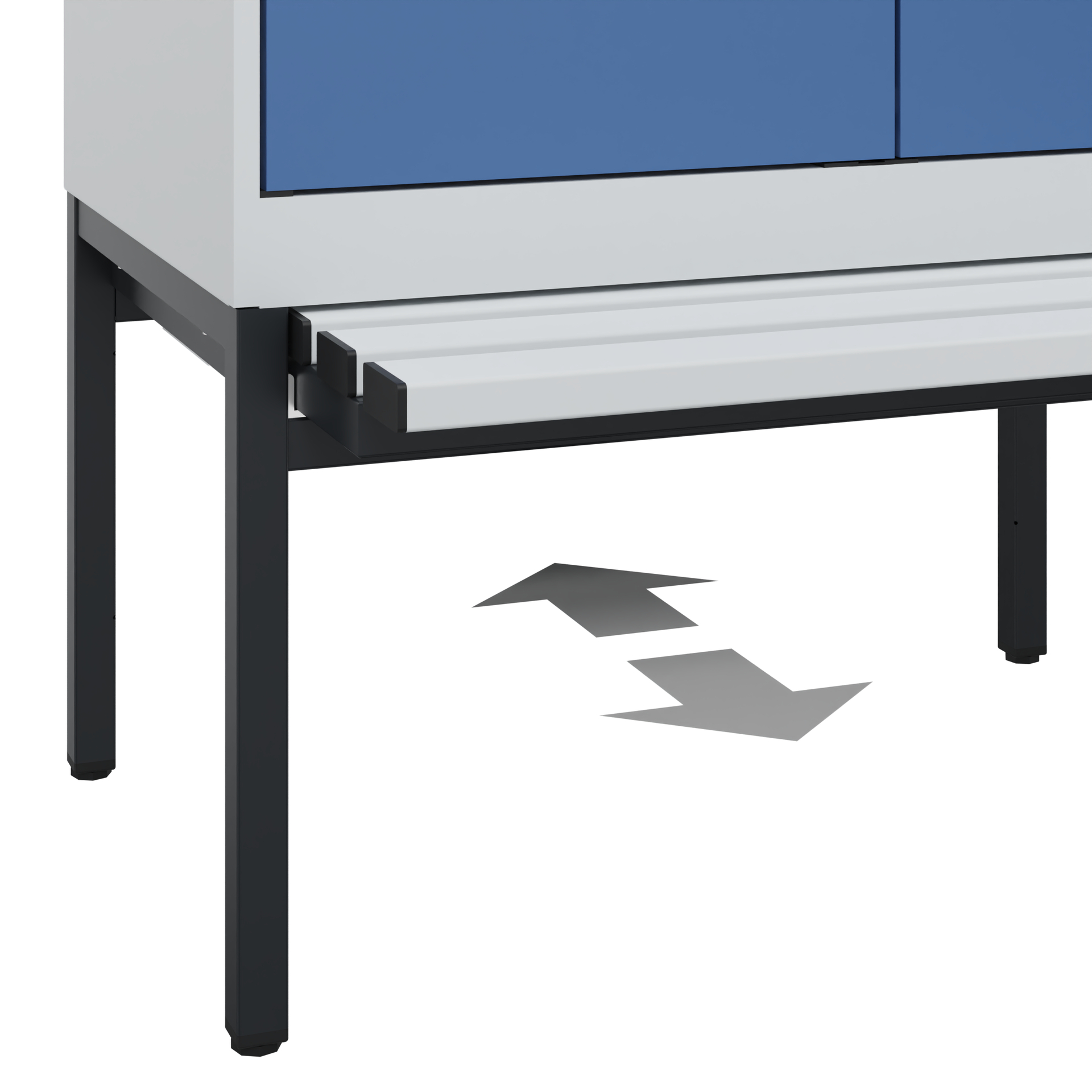 C+P PSA Schwarz-Weiß-Spind Evolo PLUS, Bank, 2 Abteile, 2120x800x815mm
