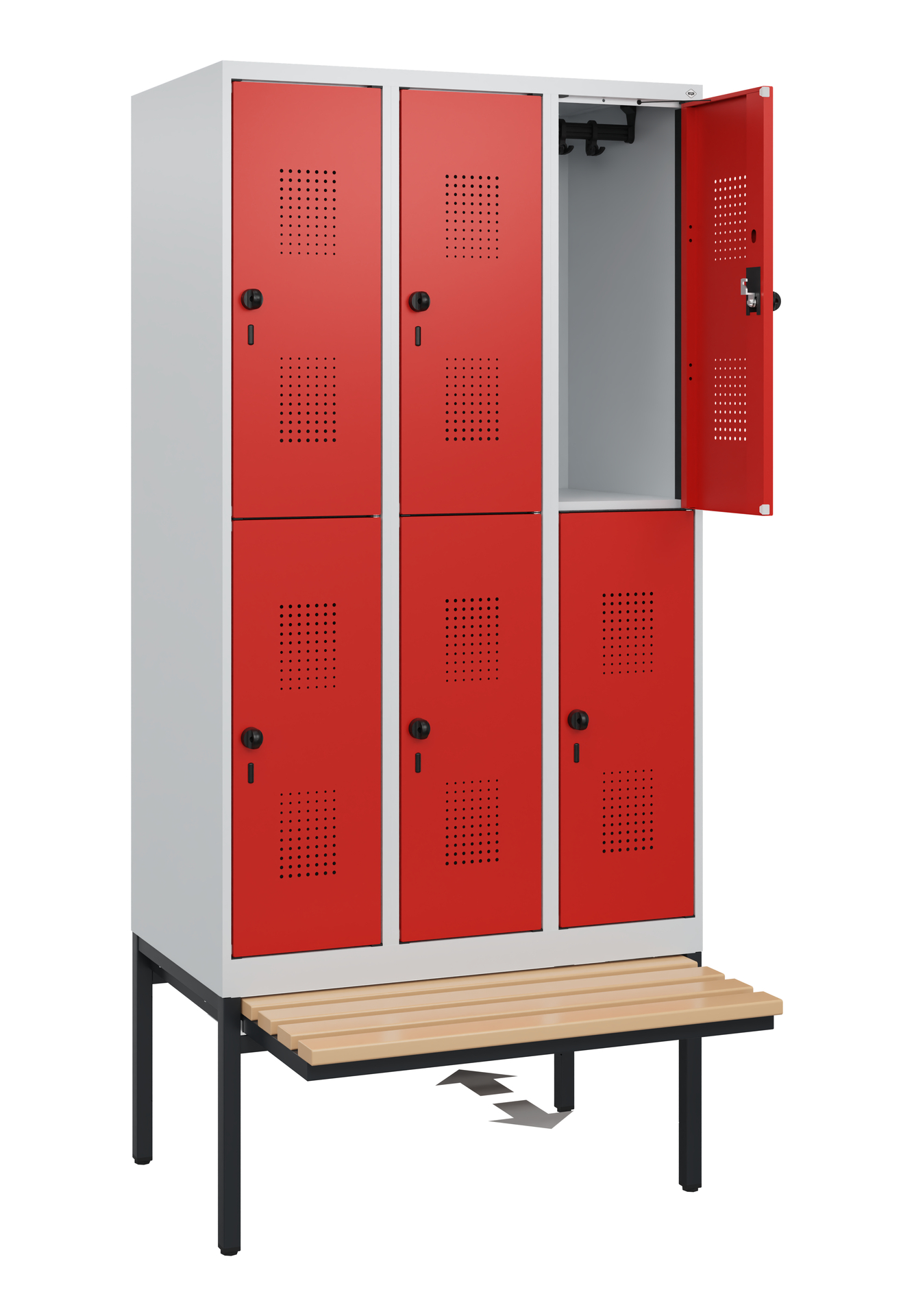 C+P Doppelstöckiger Spind Evolo PLUS, 6 Fächer, 1950x900x815mm