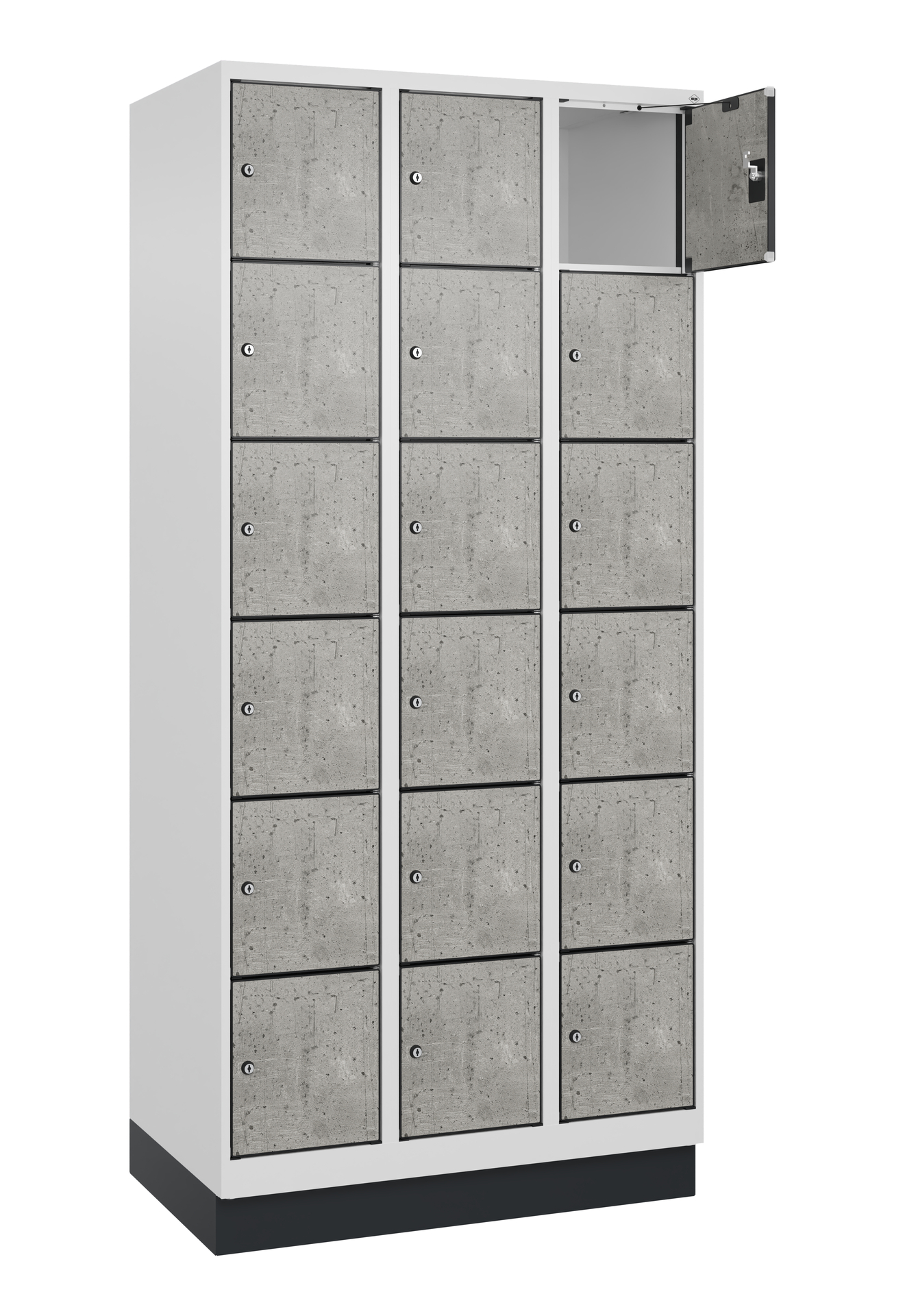 C+P Schlie�fachschrank Evolo PLUS, Sockel, 18 F�cher, 1950x900x500mm