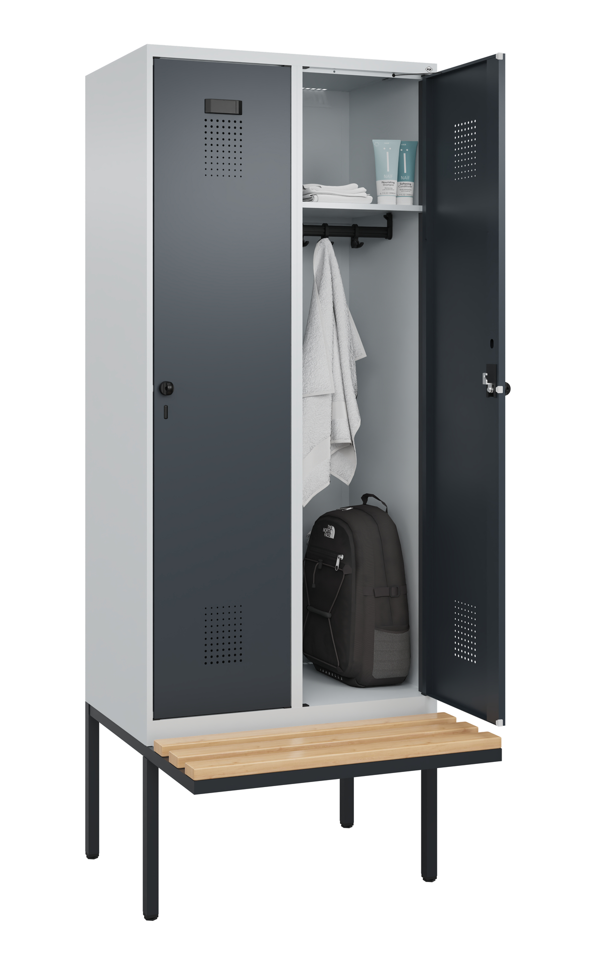 C+P Spind Evolo PLUS, Bank, 2 Abteile, 2120x800x81