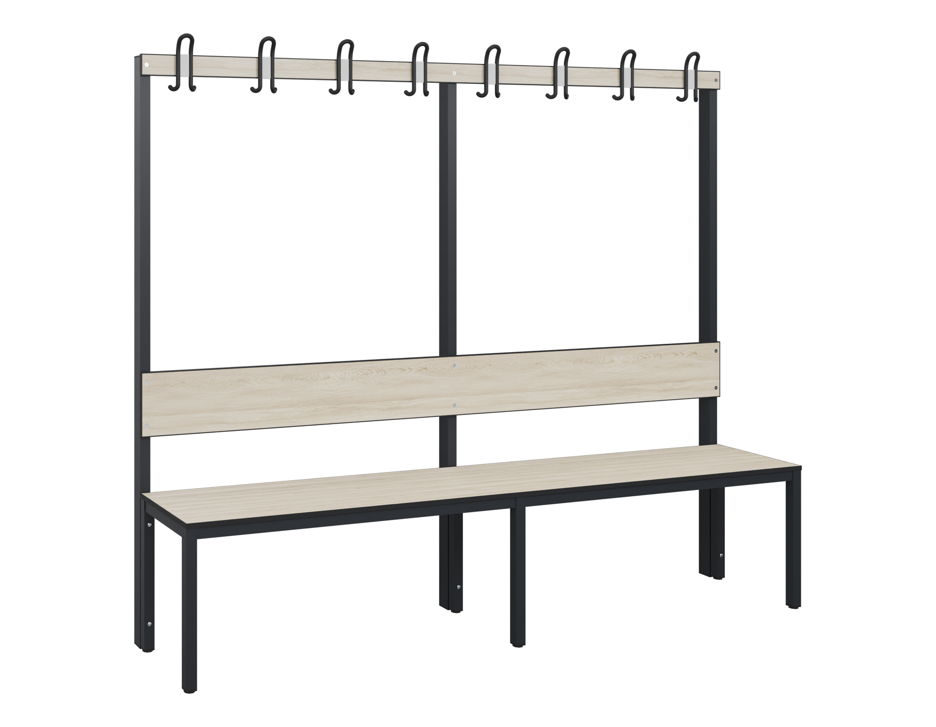 C+P Garderobenbank Solid HPL, 1716x2000x412mm, 7021/VK031