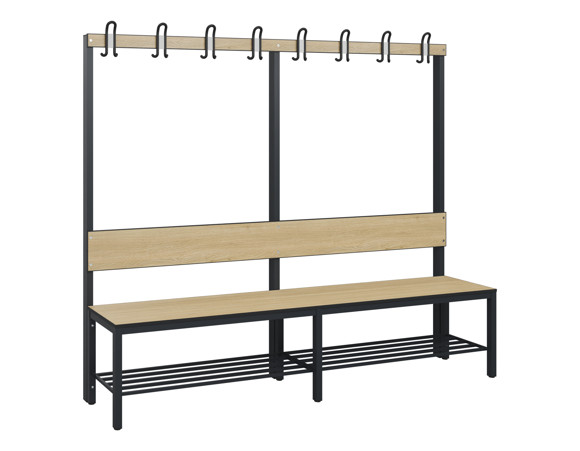 C+P Garderobenbank Solid HPL, 1716x2000x412mm, 7021/VK032