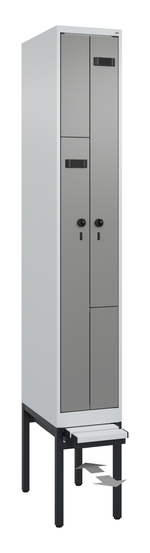 C+P Z-Spind Evolo PLUS, Bank, 2 Fächer, 2120x300x815mm