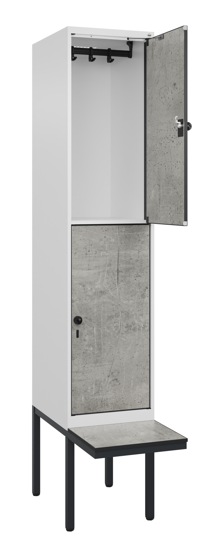 C+P Doppelst�ckiger Spind Evolo PLUS, 2 F�cher, 2120x400x815mm