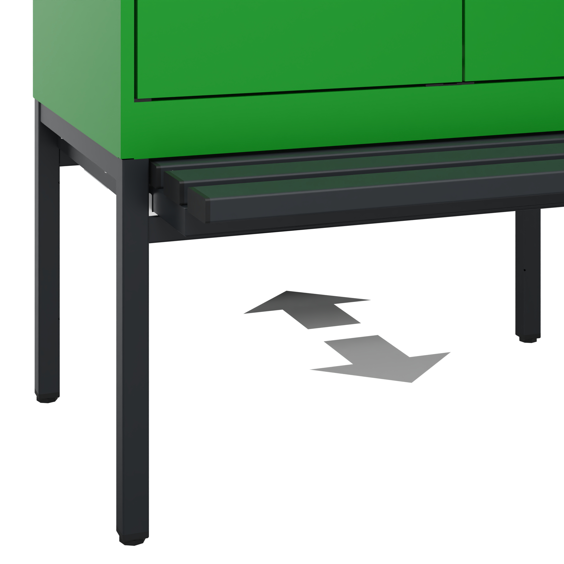C+P PSA Schwarz-Weiß-Spind Evolo PLUS, Bank, 2 Abteile, 2120x800x815mm