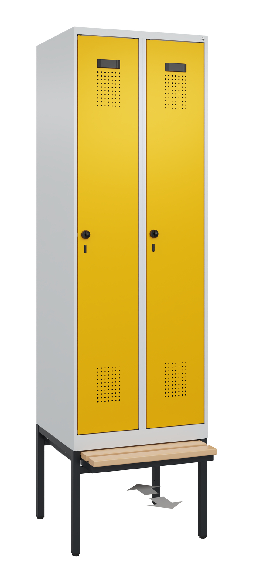 C+P Spind Evolo PLUS, Bank, 2 Abteil, 2120x600x815mm
