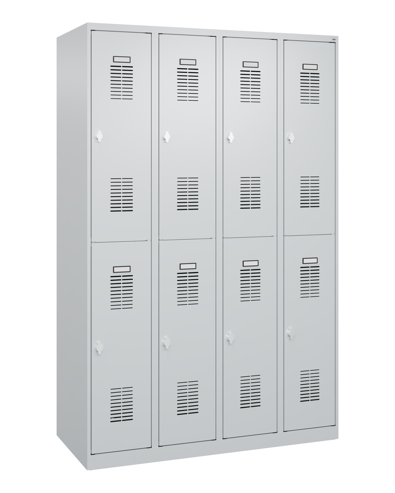 C+P Doppelstöckiger Spind Basis PLUS, 8 Fächer, 1850x1200x500mm, 7035/7035