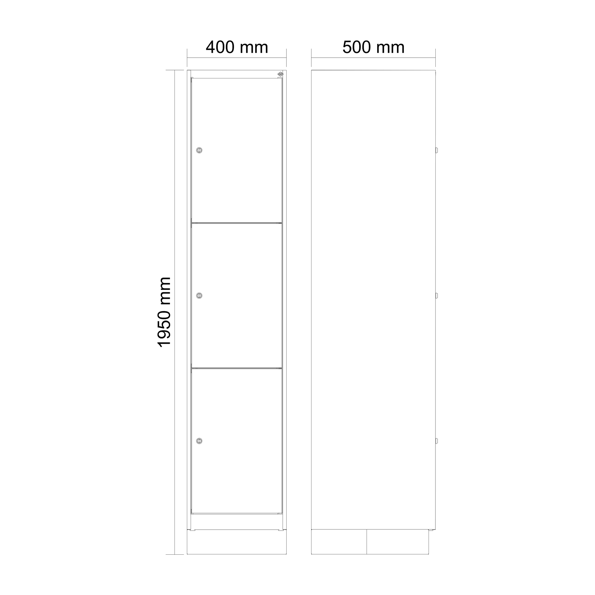 C+P Schlie�fachschrank Evolo PLUS, Sockel, 3 F�cher, 1950x400x500mm