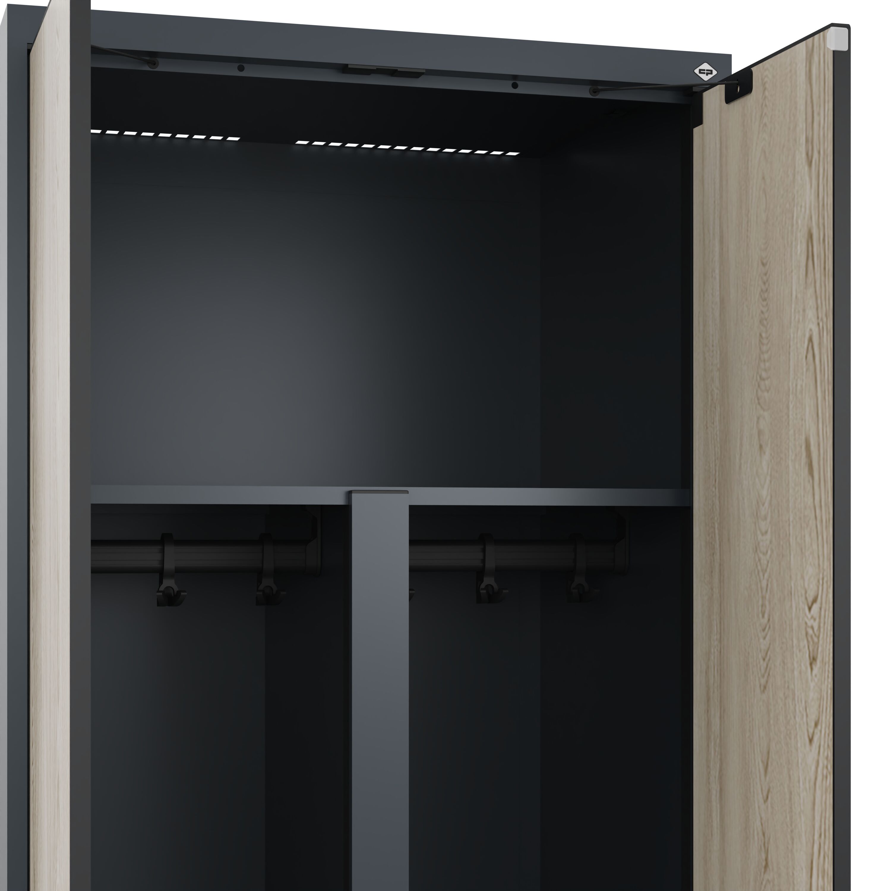 C+P PSA Schwarz-Wei�-Spind Evolo PLUS, 2 Abteile, 1850x600x500mm