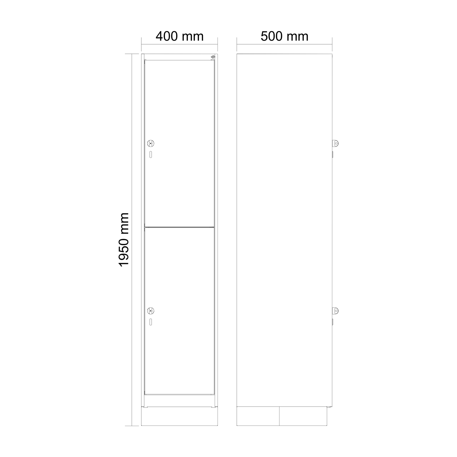 C+P Doppelst�ckiger Spind Evolo PLUS, 2 F�cher, 1950x400x500mm