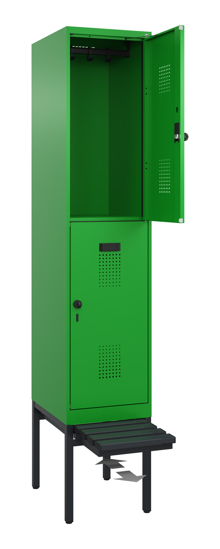 C+P Doppelstöckiger Spind Evolo PLUS, 2 Fächer, 2120x400x815mm