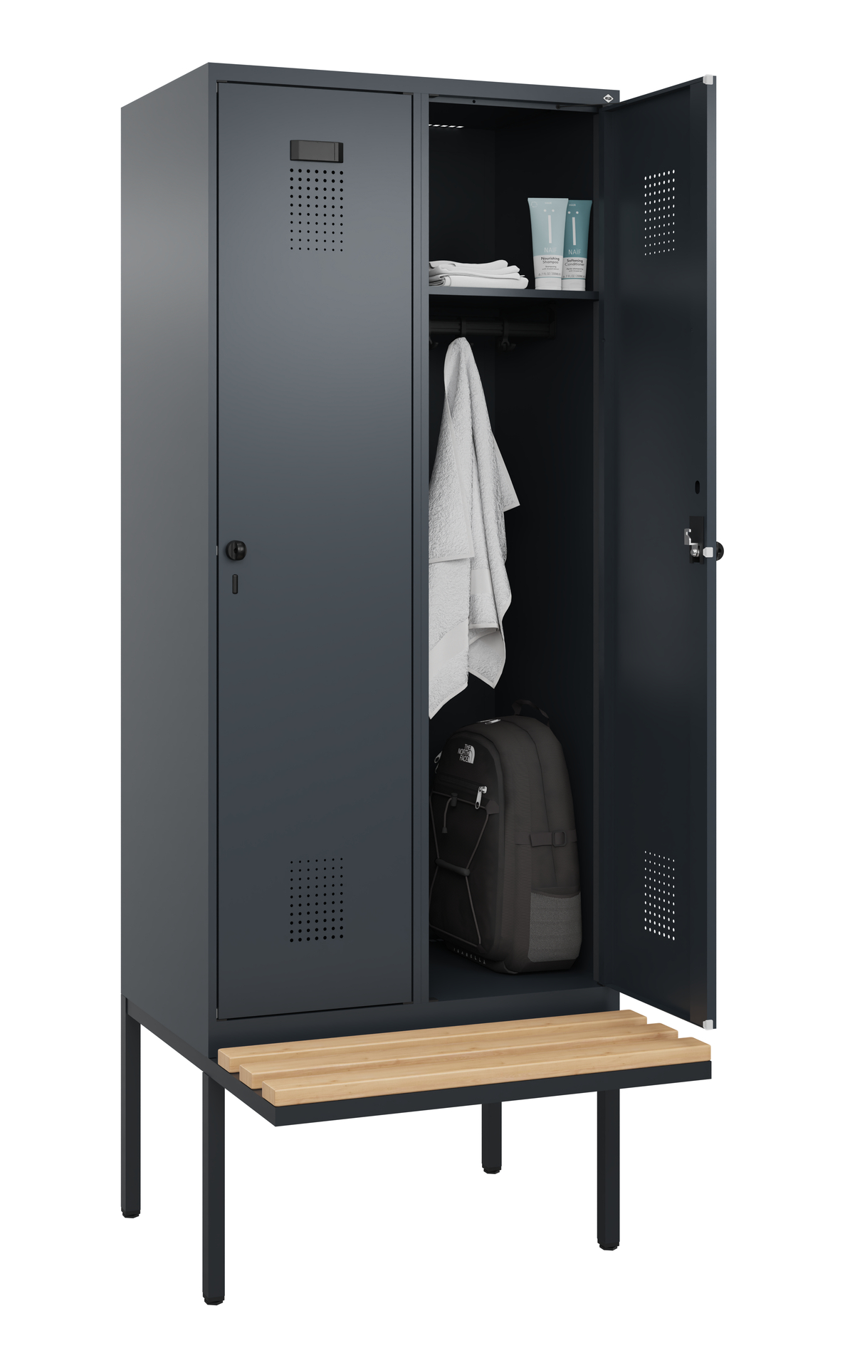 C+P Spind Evolo PLUS, Bank, 2 Abteile, 2120x800x81