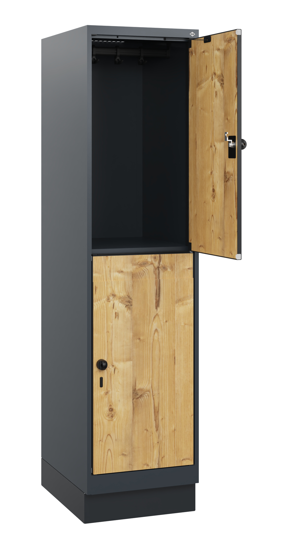 C+P Doppelst�ckiger Schulspind Evolo PLUS, Sockel, 2 F�cher, 1630x400x500mm