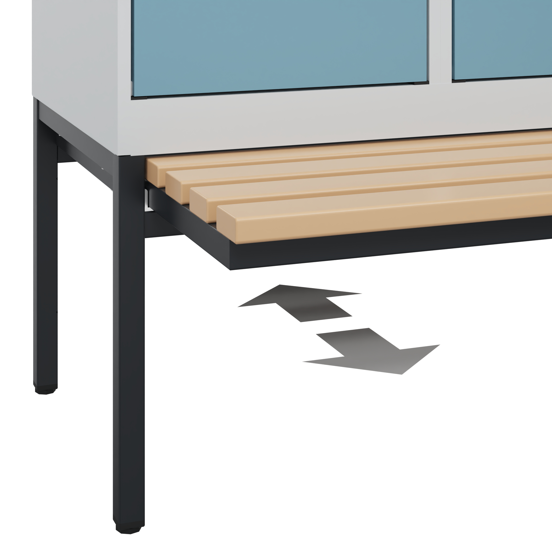 C+P Doppelstöckiger Spind Evolo PLUS, 2 Fächer, 2120x400x815mm