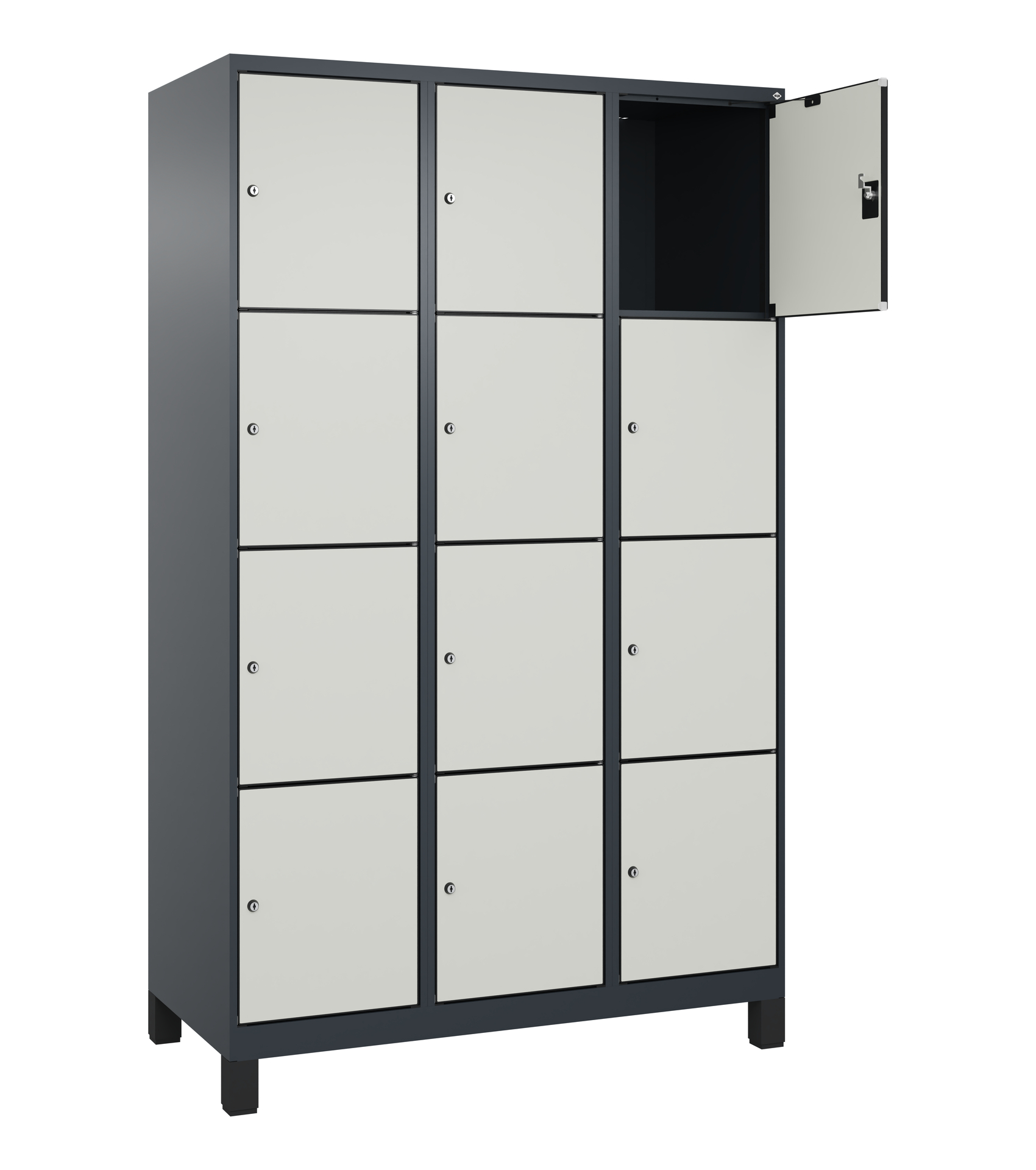 C+P Schlie�fachschrank Evolo PLUS, F��e, 12 F�cher, 1950x1200x500mm