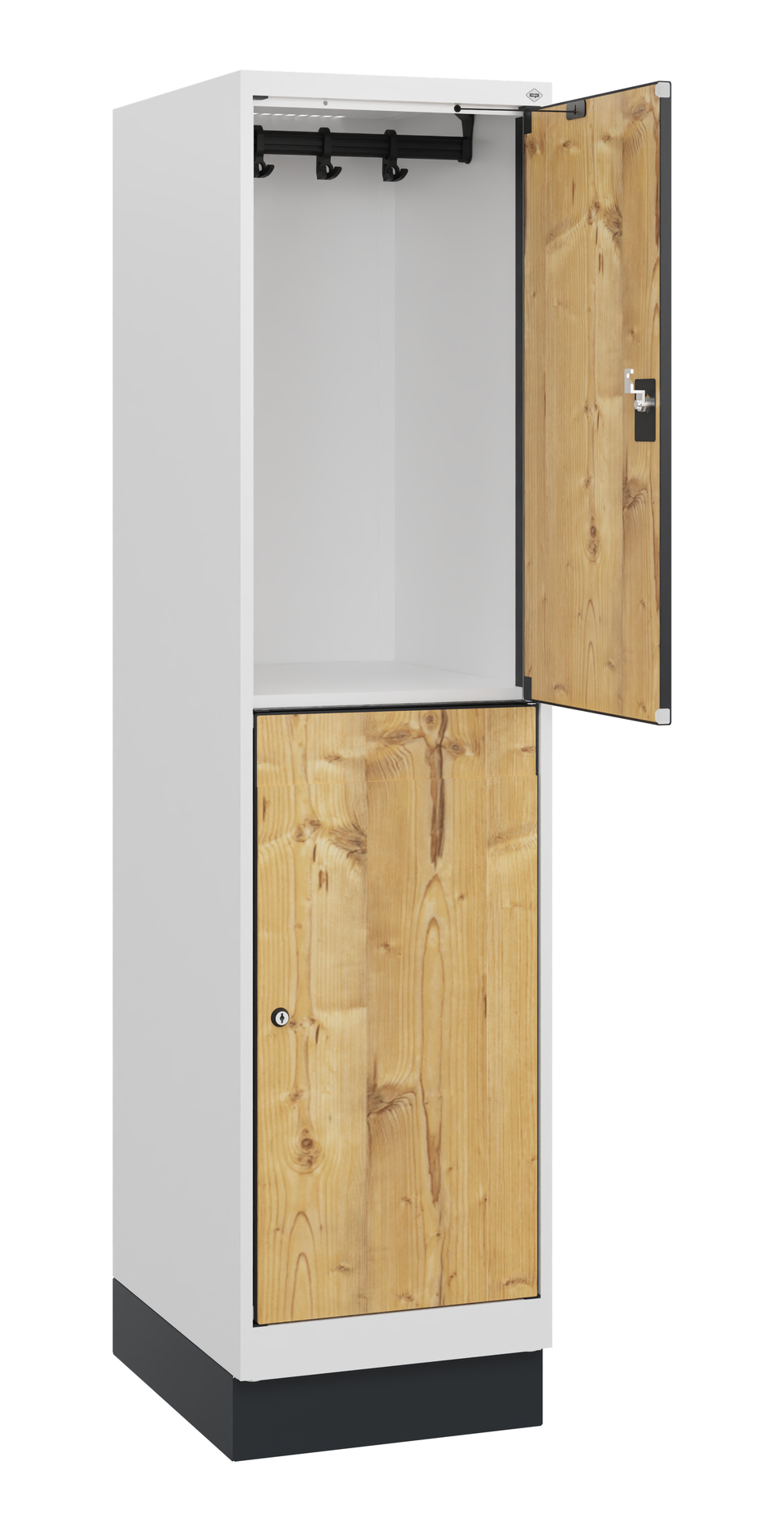 C+P Doppelst�ckiger Schulspind Evolo PLUS, Sockel, 2 F�cher, 1630x400x500mm