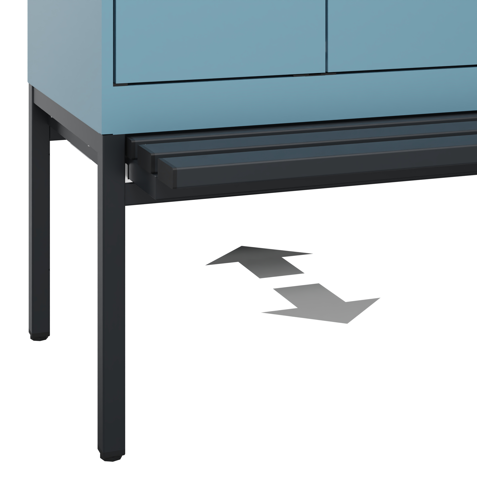 C+P PSA Schwarz-Weiß-Spind Evolo PLUS, Bank, 4 Abteile, 2120x1200x815mm