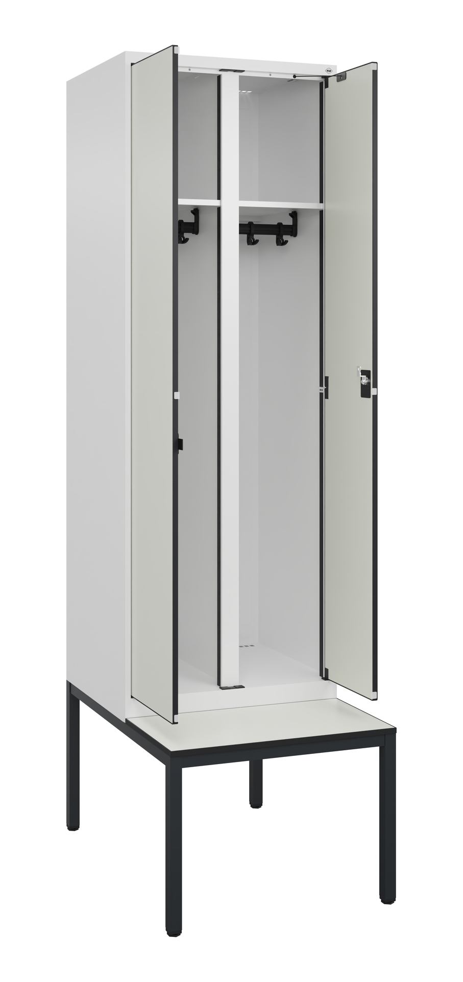 C+P Schwarz-Wei�-Spind Evolo PLUS, Bank, 2 Abteile, 2120x600x815mm C+P Schwarz-Wei�-Spind Evolo PLUS, Bank, 2 Abteile, 2120x600x815mm