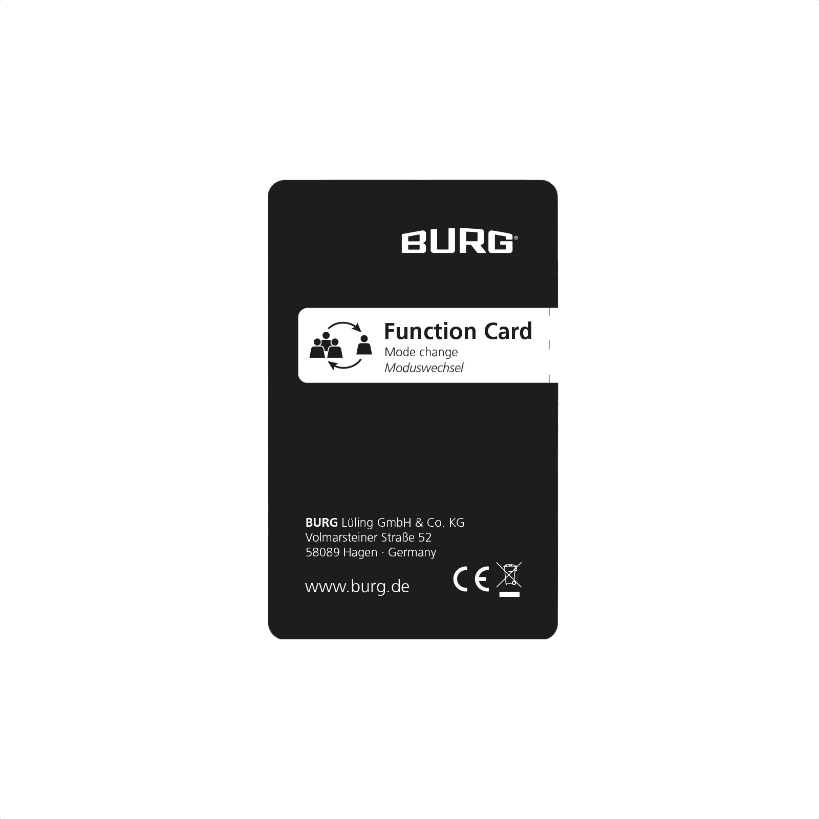 Karta zmiany trybu dla zamka BURG Flexo.RFID