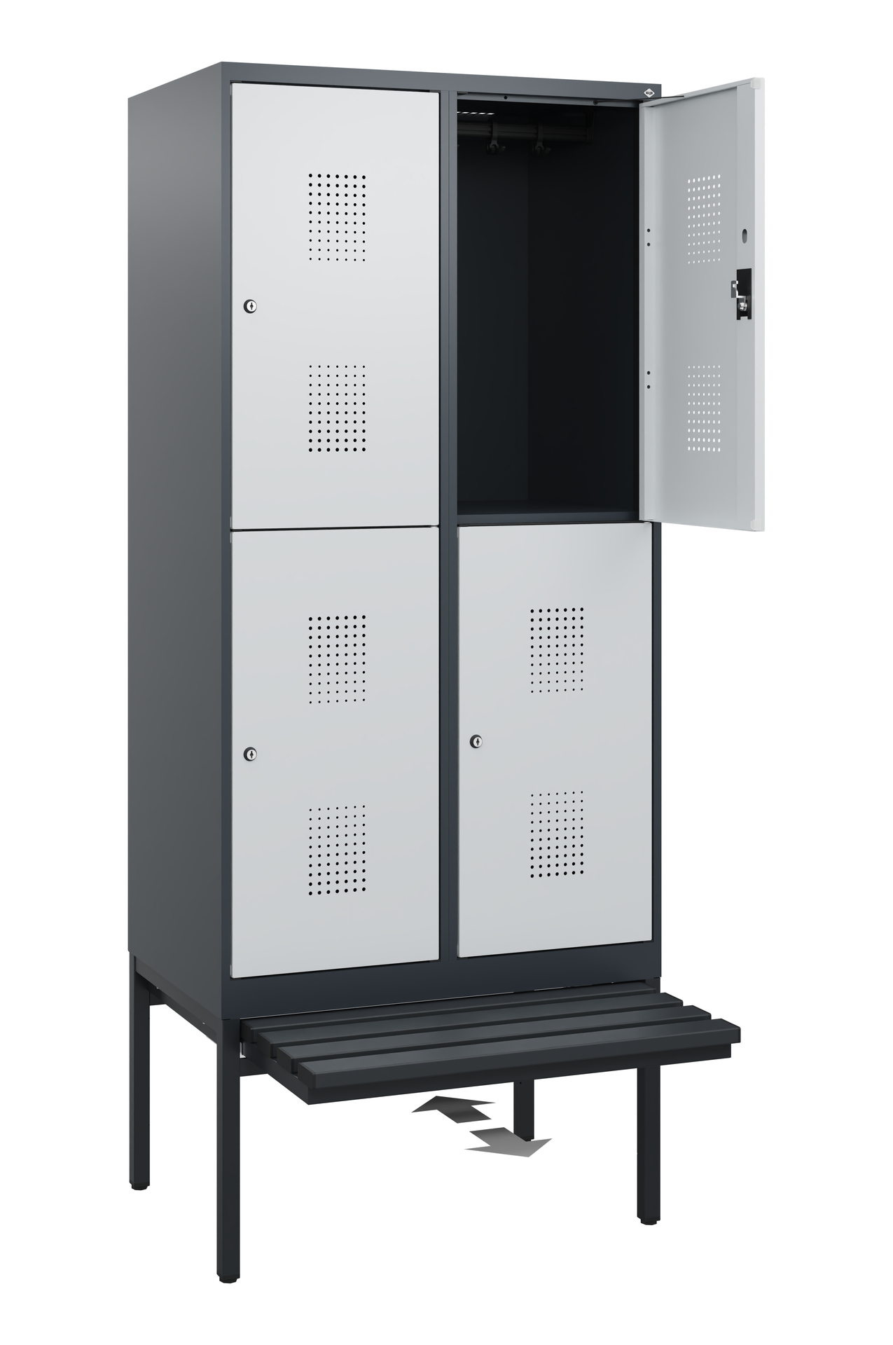 C+P Doppelstöckiger Spind Evolo PLUS, 4 Fächer, 1950x800x815mm