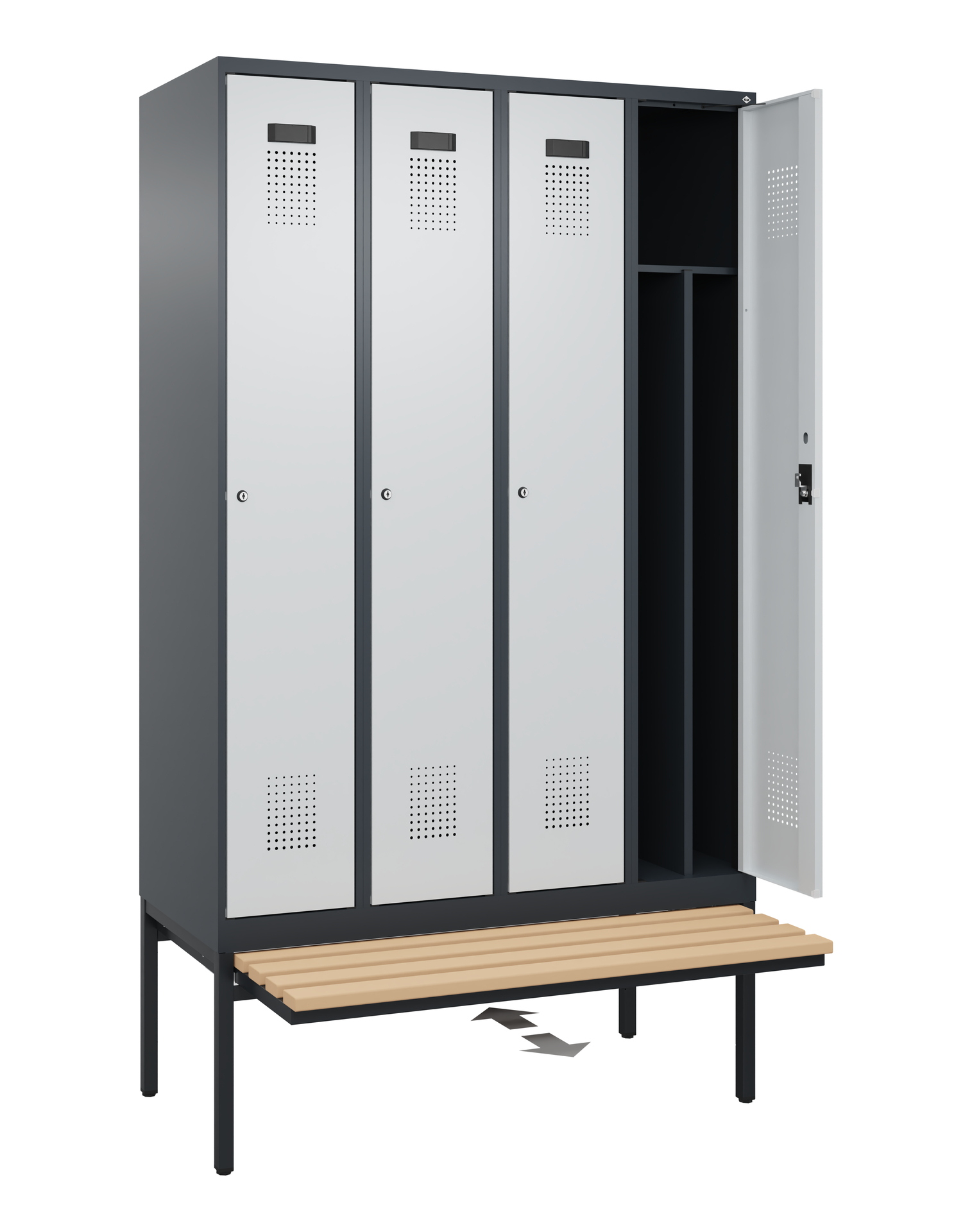 C+P Spind Evolo PLUS, Bank, 4 Abteile, 2120x1200x815mm