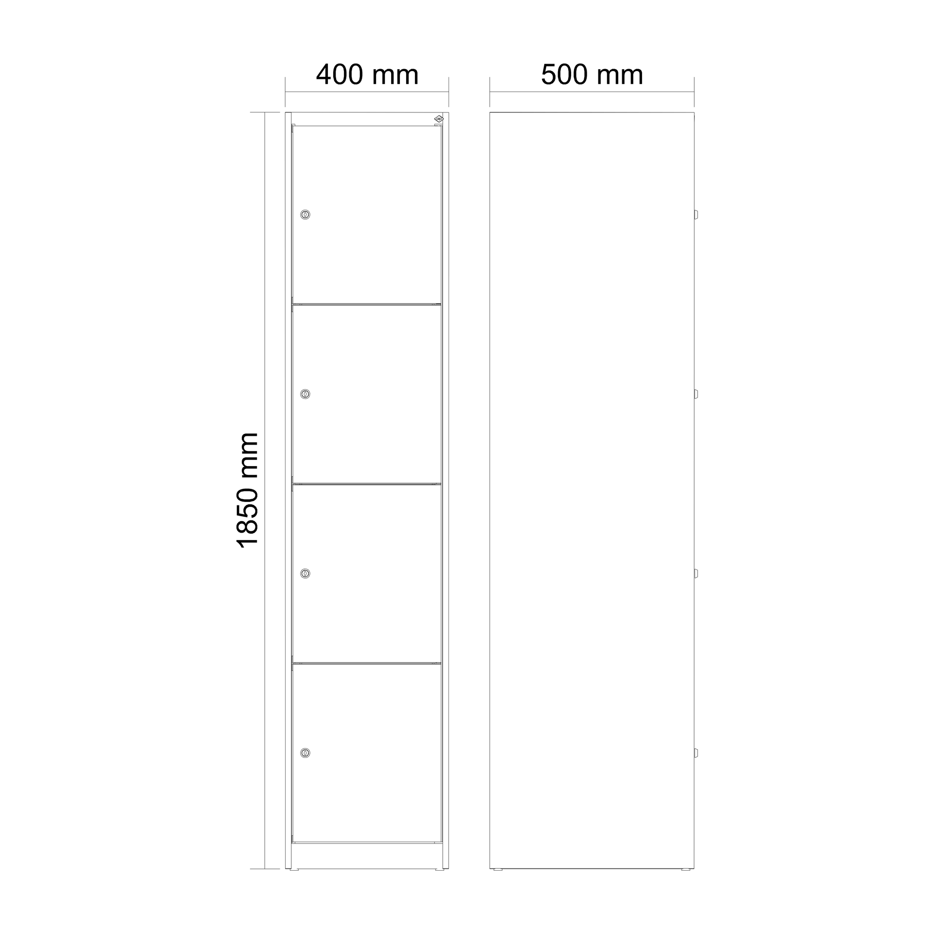 C+P Schlie�fachschrank Evolo PLUS, 4 F�cher, 1850x400x500mm