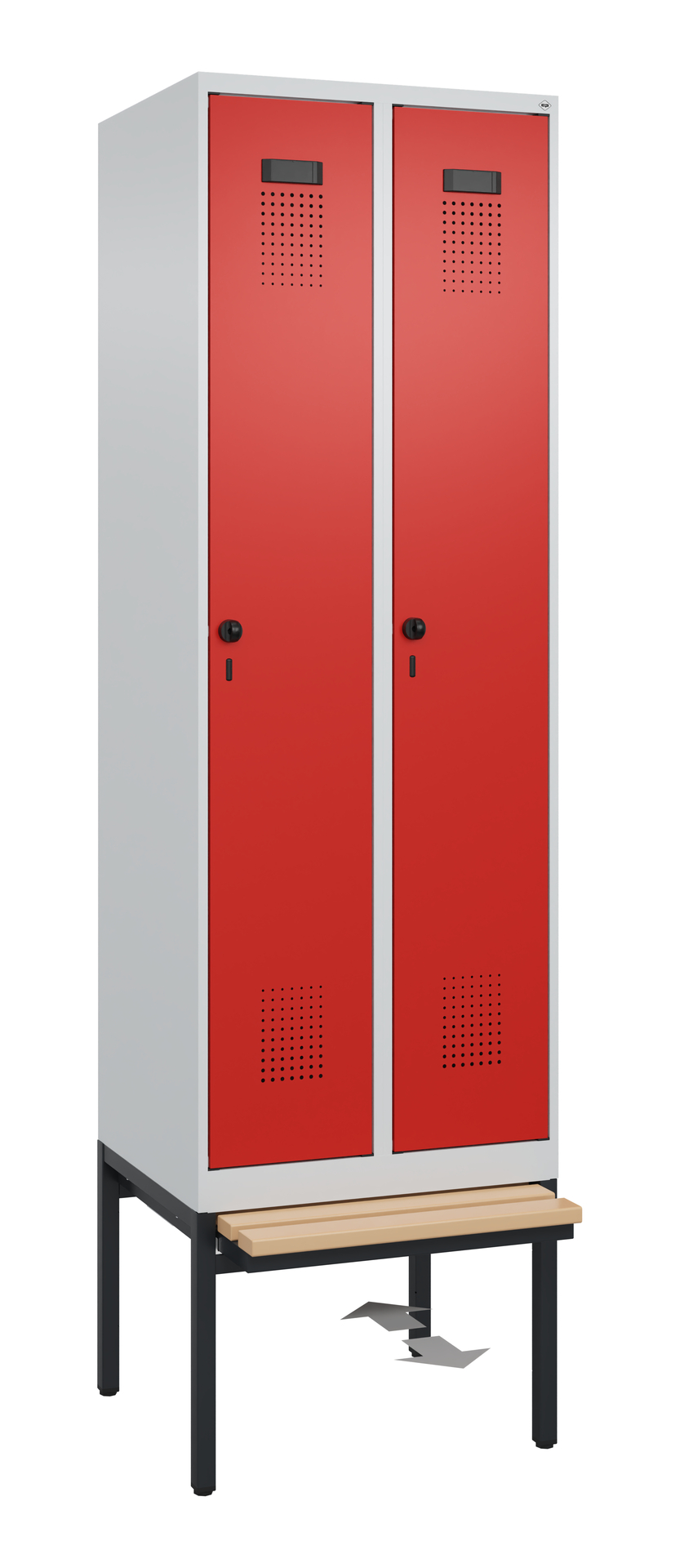 C+P Spind Evolo PLUS, Bank, 2 Abteil, 2120x600x815mm