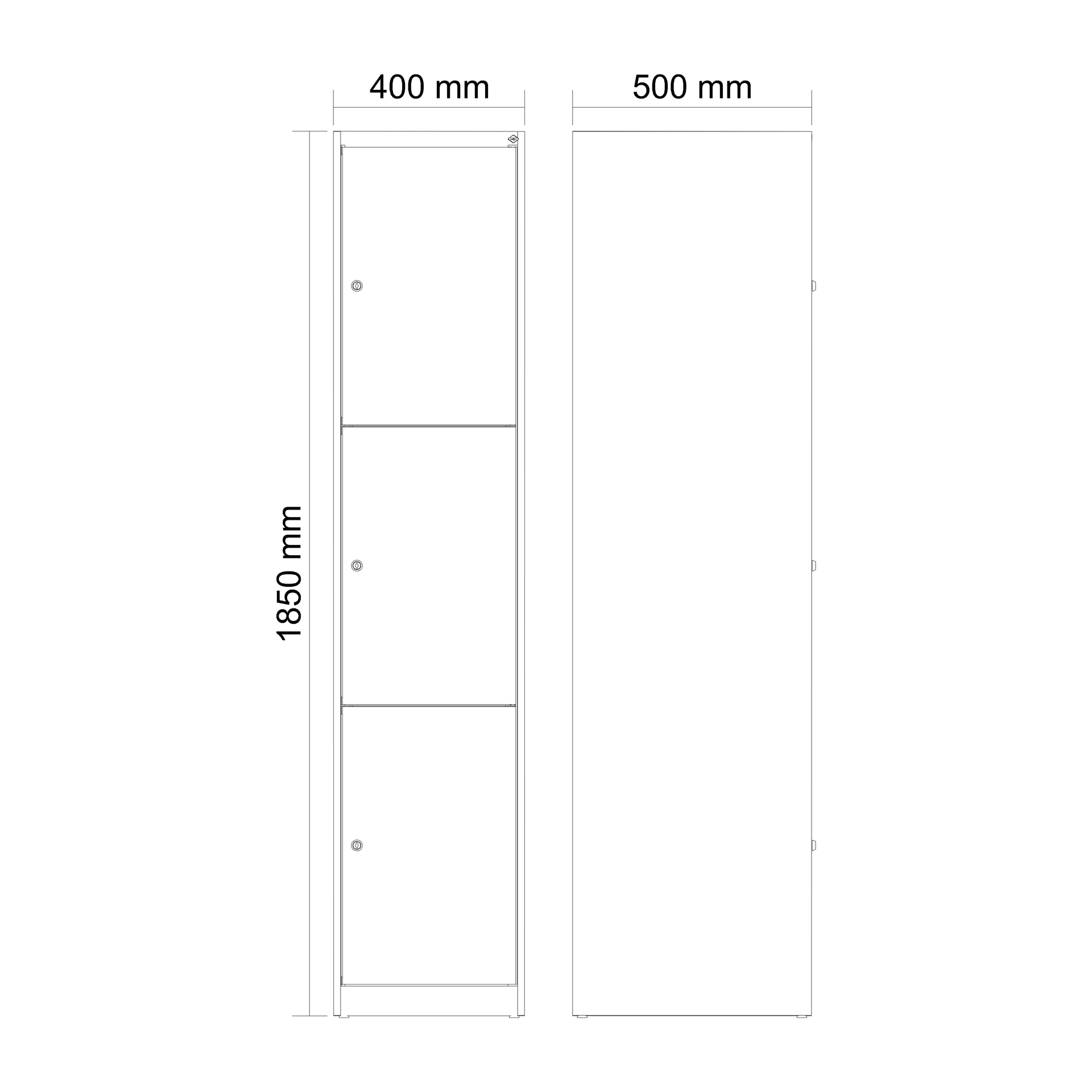 C+P Schlie�fachschrank Evolo PLUS, 3 F�cher, 1850x400x500mm