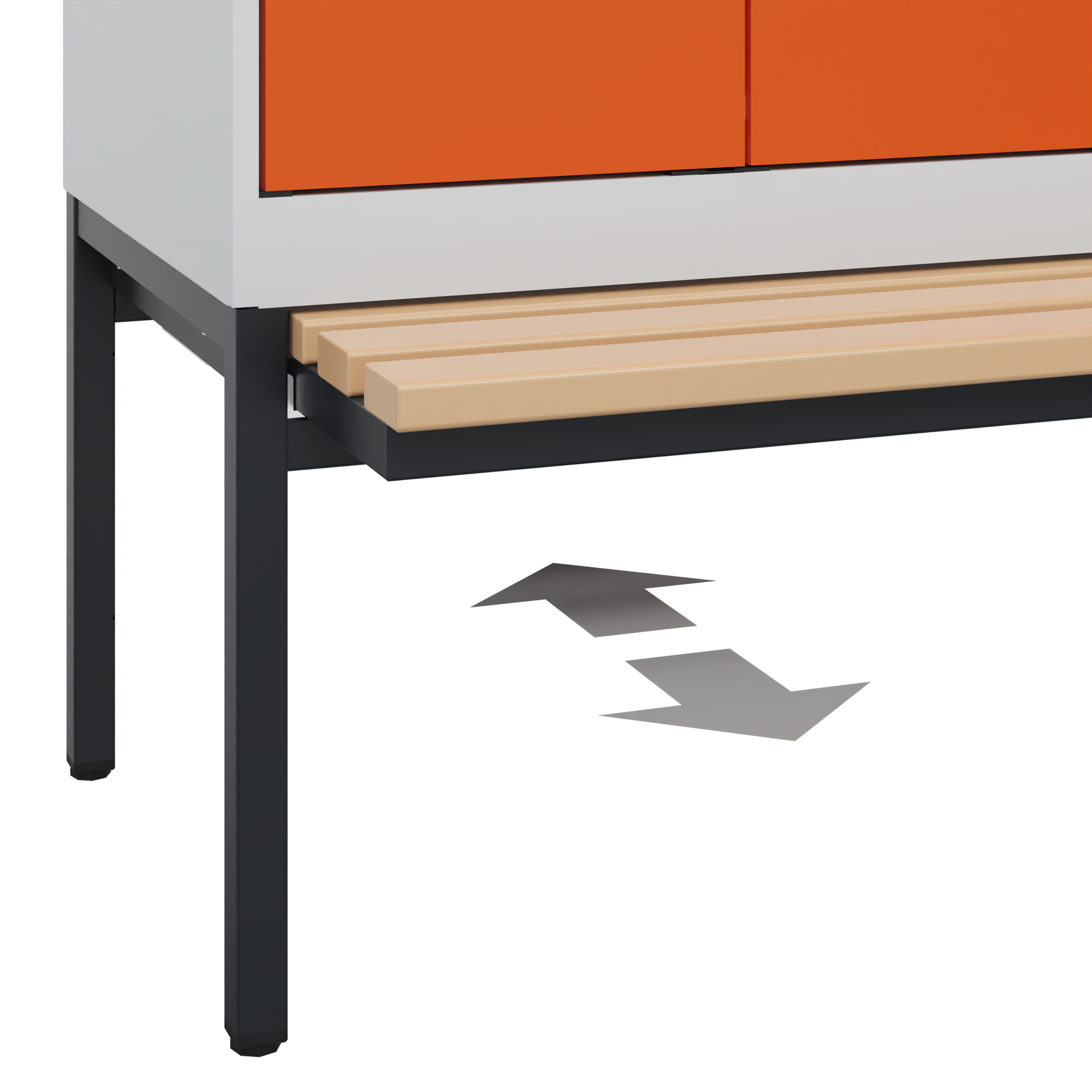 C+P PSA Schwarz-Weiß-Spind Evolo PLUS, Bank, 2 Abteile, 2120x600x815mm