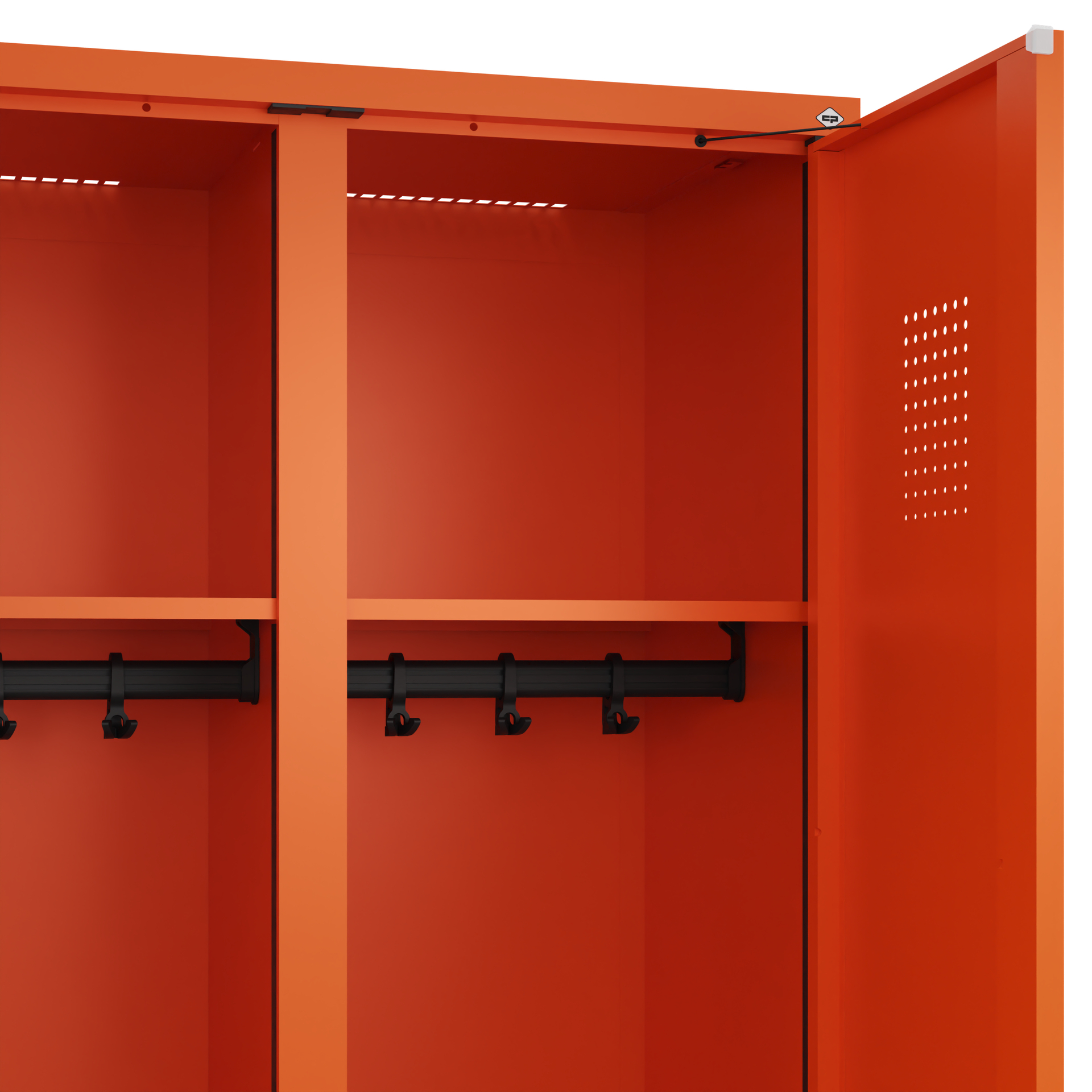 C+P Schwarz-Weiß-Spind Evolo PLUS, Bank, 2 Abteile, 2120x800x815mm