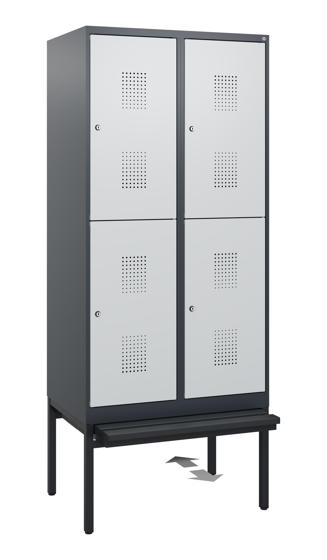 C+P Doppelstöckiger Spind Evolo PLUS, 4 Fächer, 1950x800x815mm