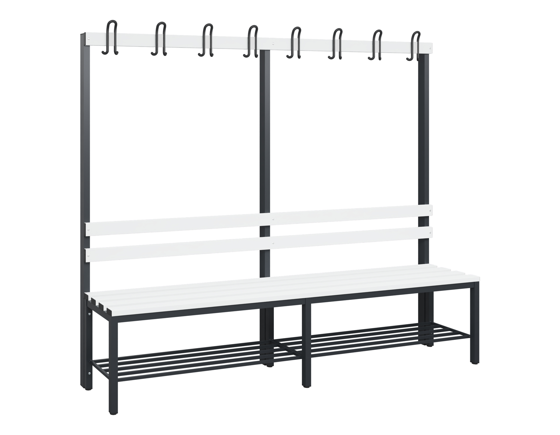 C+P Garderobenbank Solid, 1716x2000x412mm, 7021/Weiß