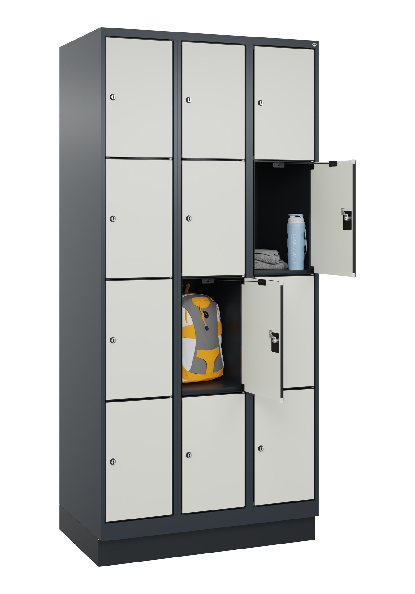 C+P Schlie�fachschrank Evolo PLUS, Sockel, 12 F�cher, 1950x900x500mm