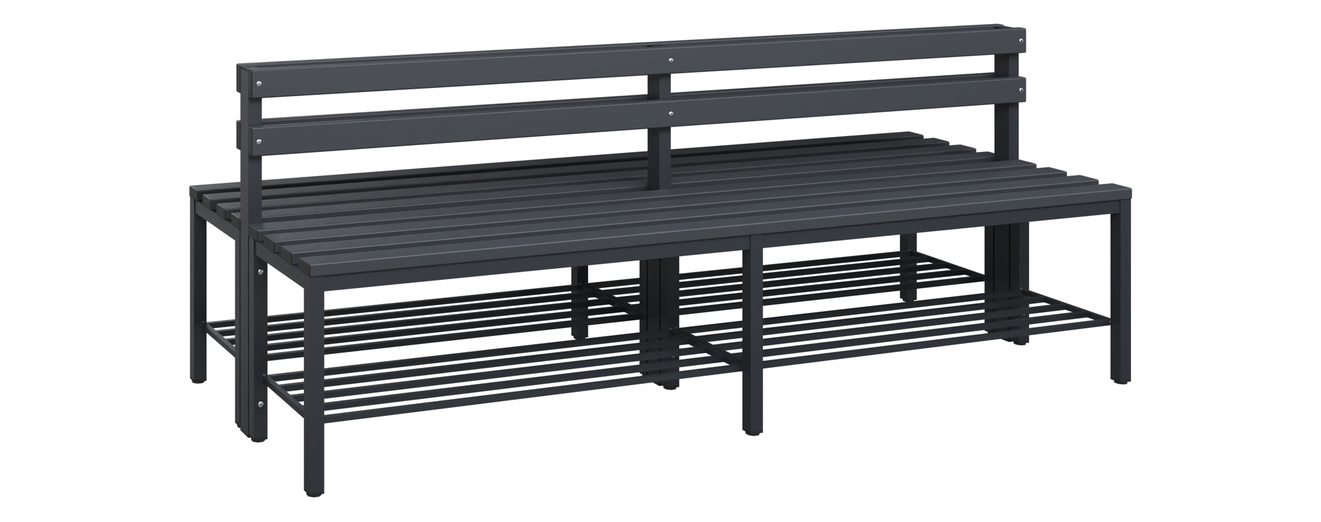 C+P Sitzbank Solid, 774x2000x770mm, 7021/Schwarzgrau