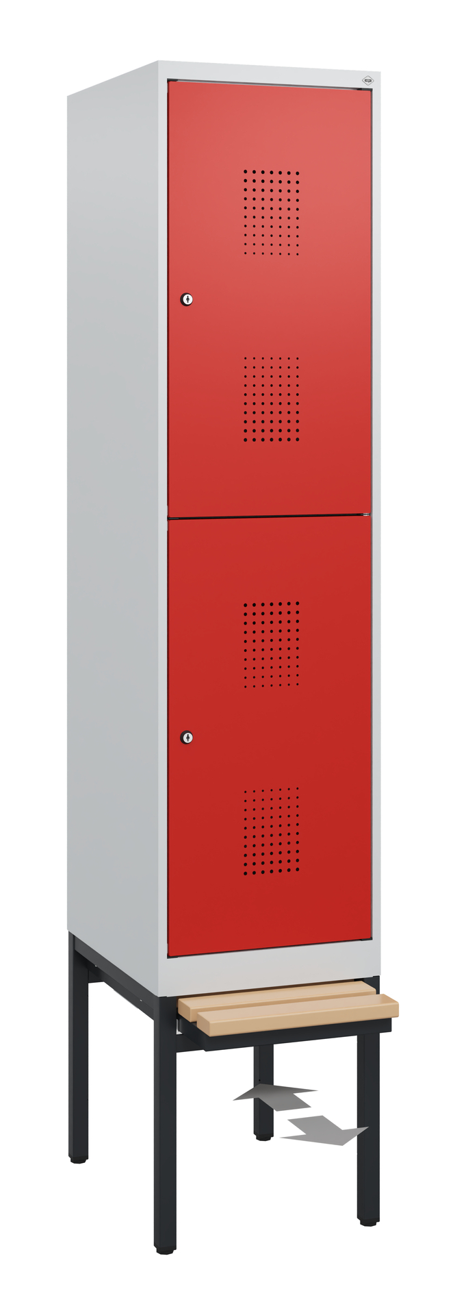 C+P Doppelstöckiger Spind Evolo PLUS, 2 Fächer, 1950x400x815mm