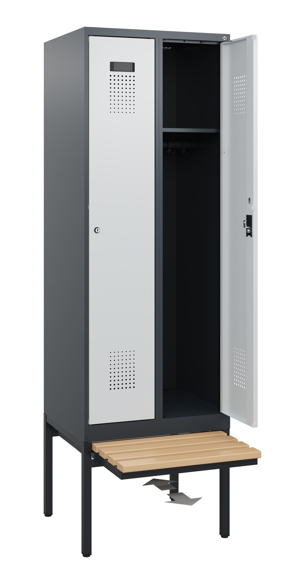 C+P Spind Evolo PLUS, Bank, 2 Abteile, 1950x600x815mm