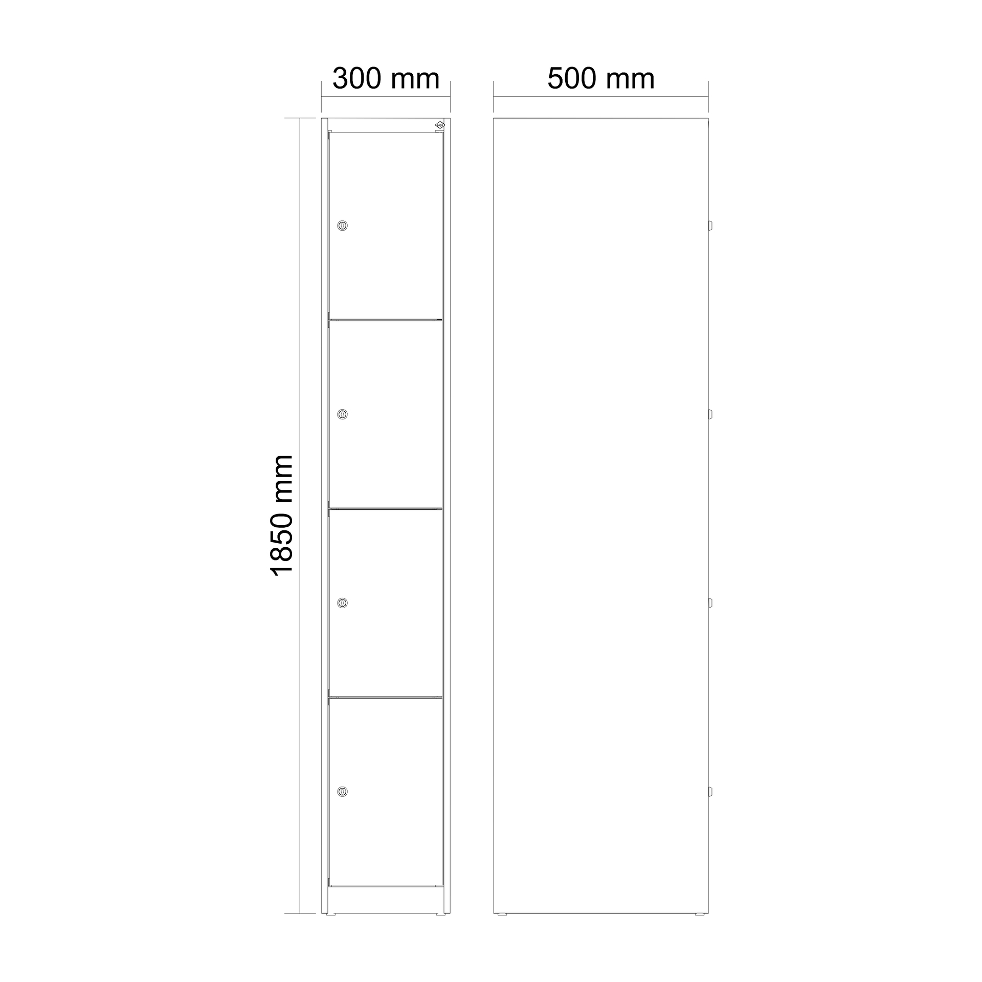 C+P Schlie�fachschrank Evolo PLUS, 4 F�cher, 1850x300x500mm