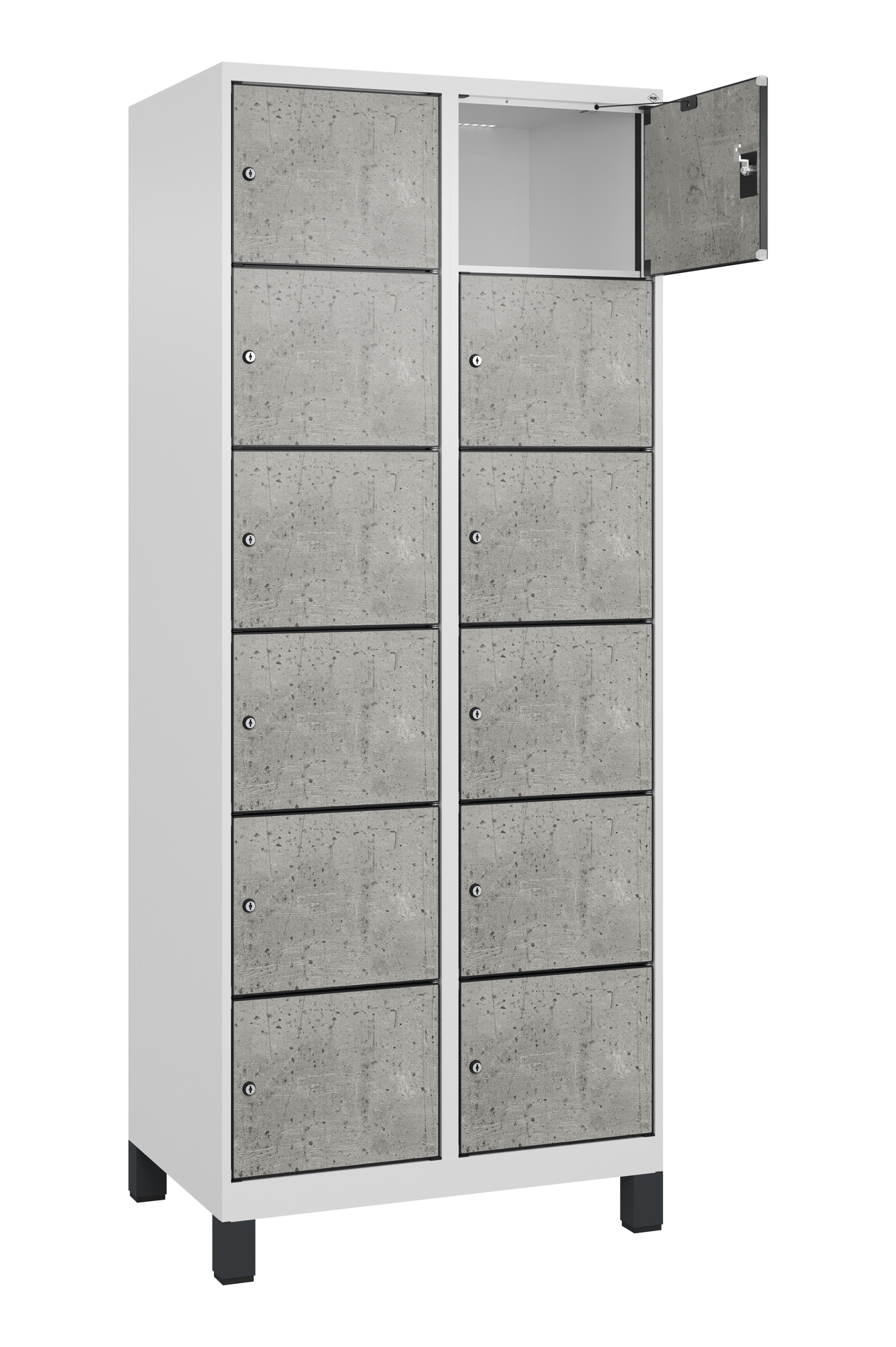 C+P Schlie�fachschrank Evolo PLUS, F��e, 12 F�cher, 1950x800x500mm