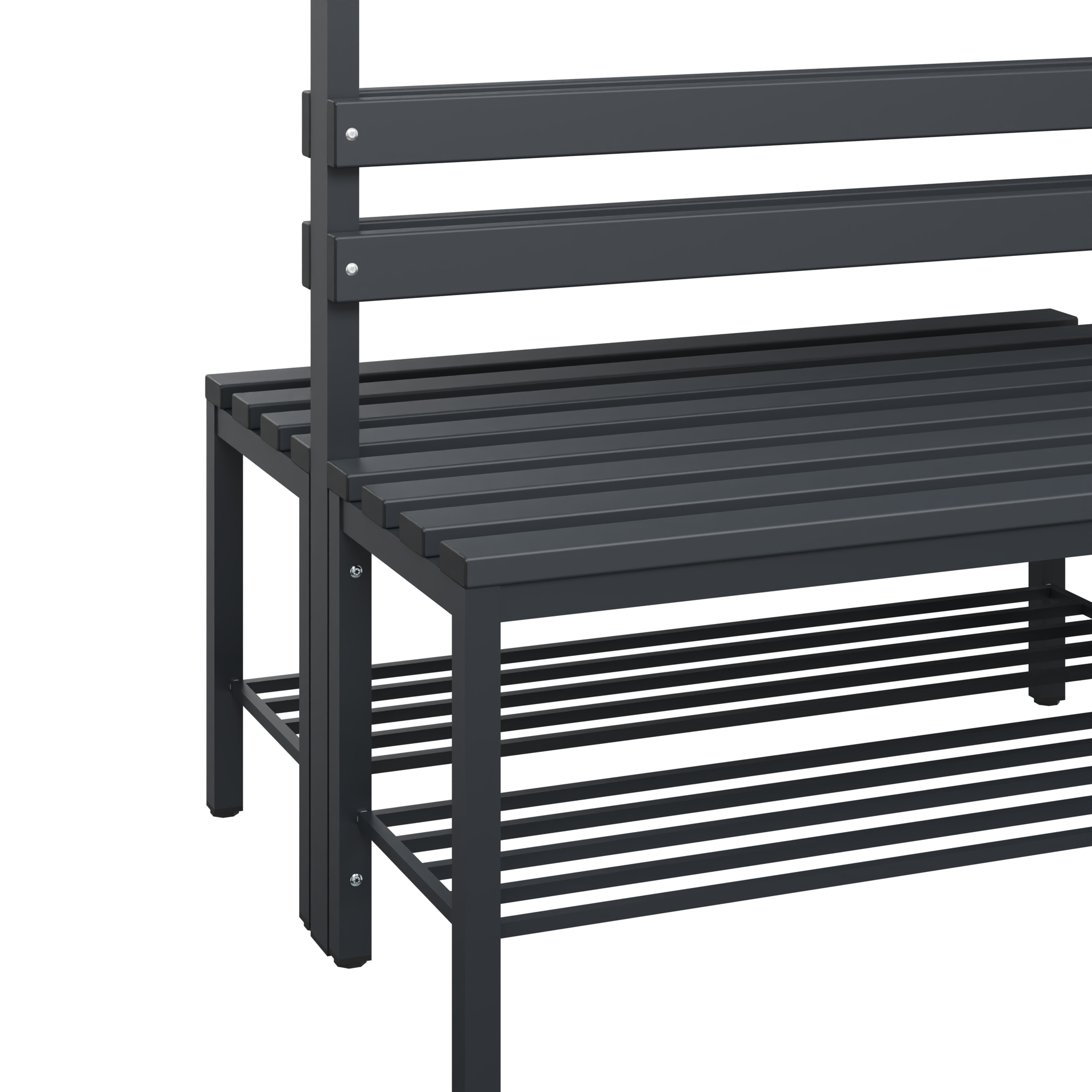 C+P Garderobenbank Solid, 1716x1000x770mm, 7021/Schwarzgrau