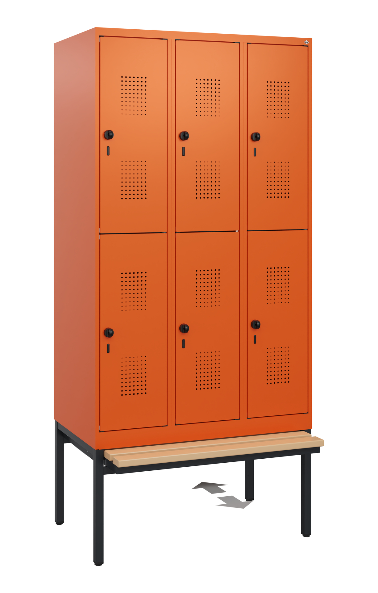 C+P Doppelstöckiger Spind Evolo PLUS, 6 Fächer, 1950x900x815mm