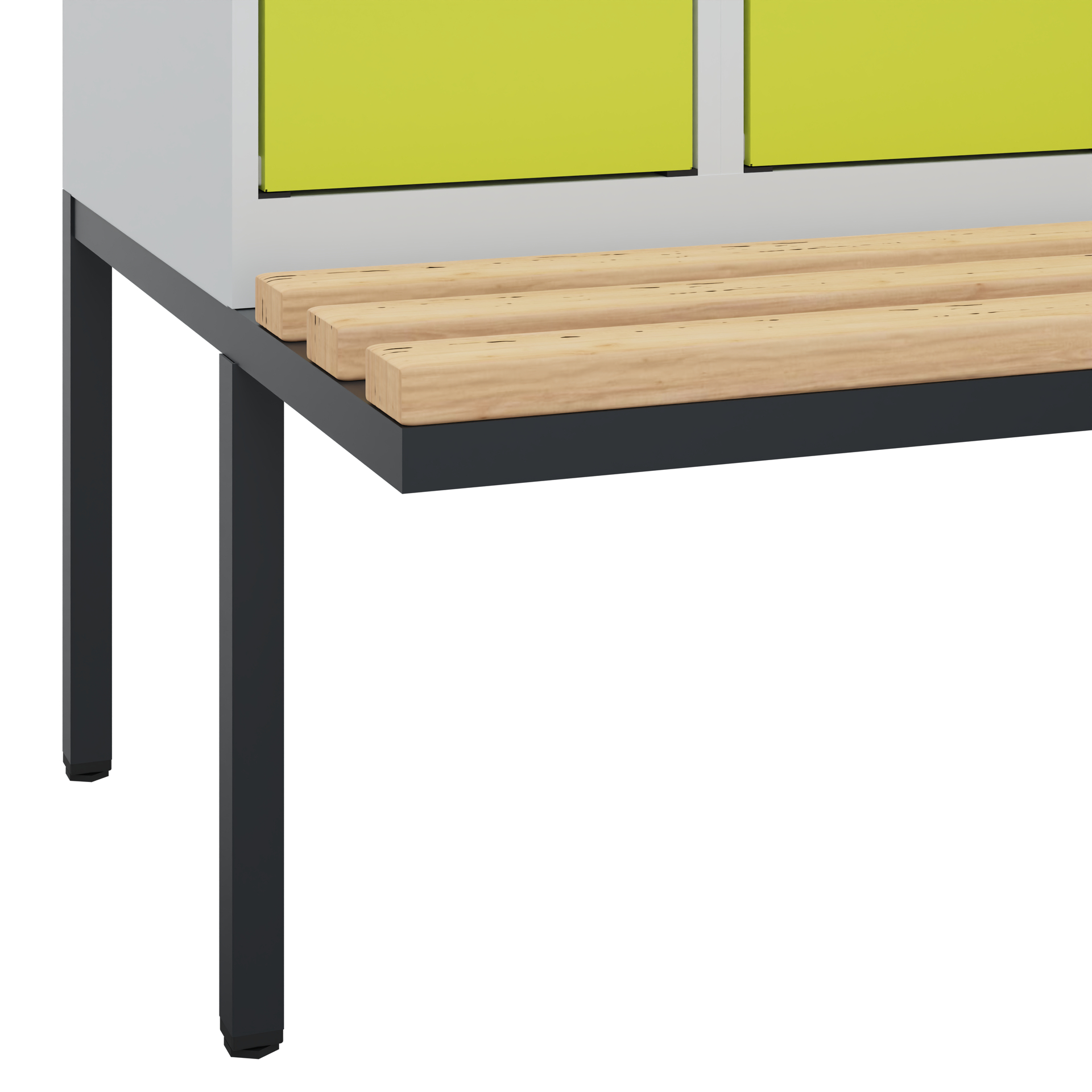 C+P Schwarz-Weiß-Spind Evolo PLUS, Bank, 4 Abteile