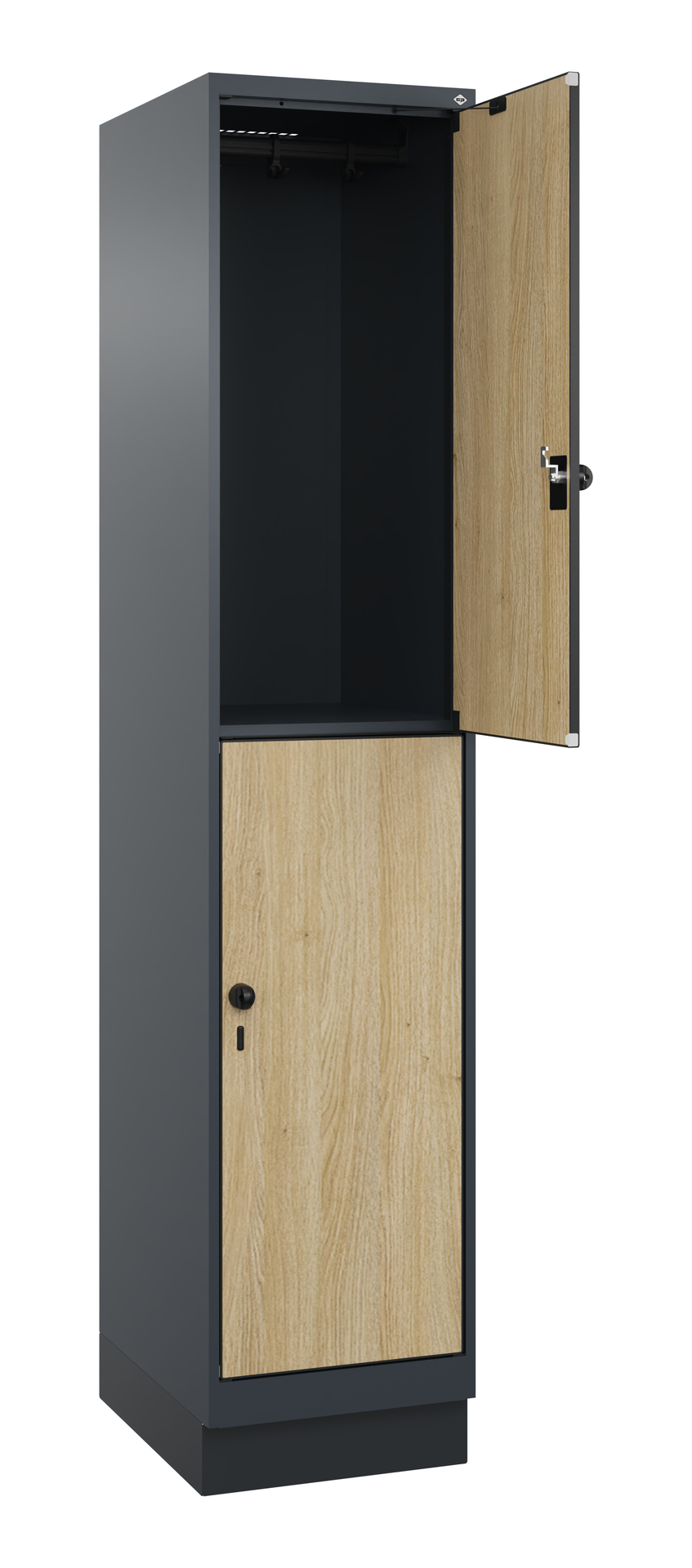 C+P Doppelst�ckiger Spind Evolo PLUS, 2 F�cher, 1950x400x500mm