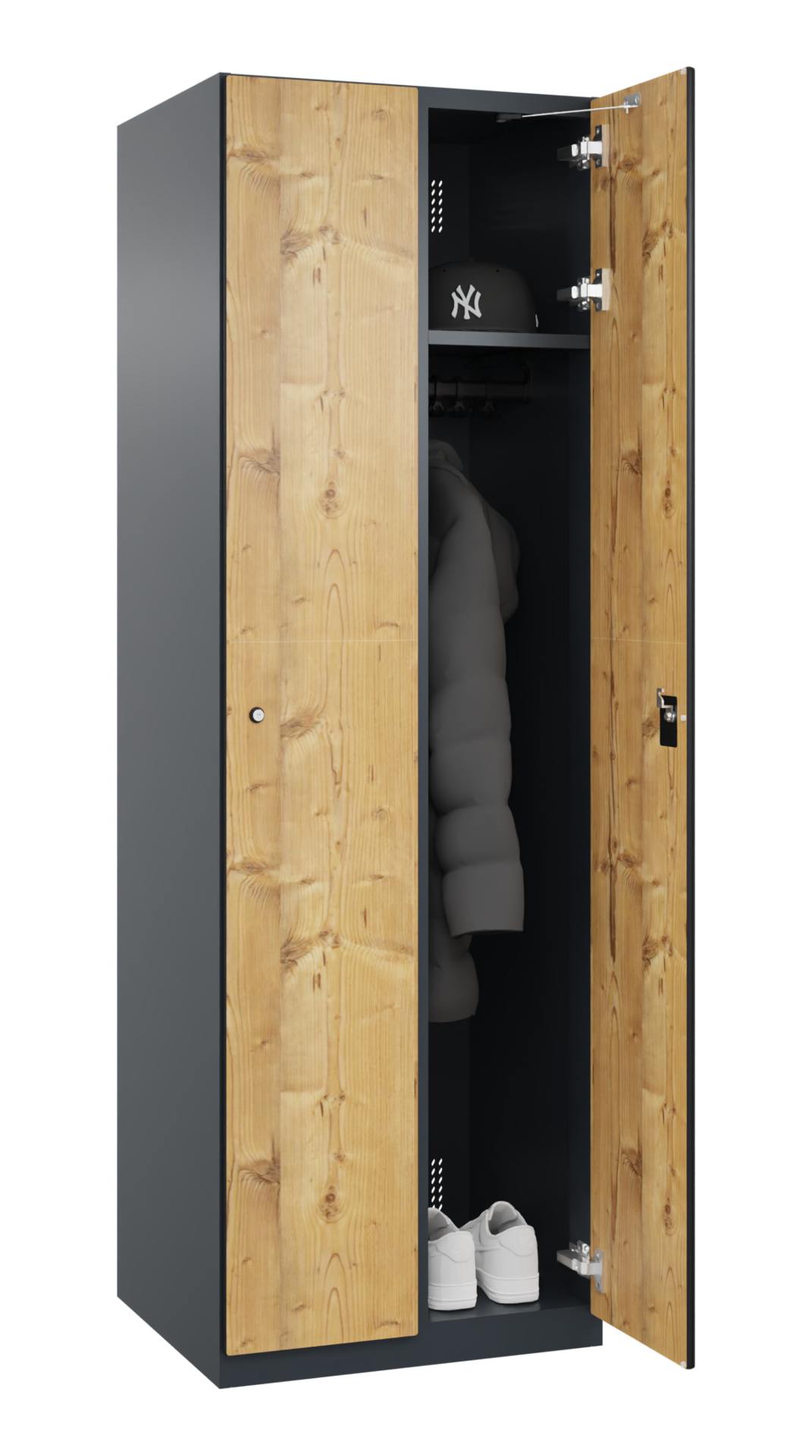 C+P Spind, Cambio, 2 Abteile, Bodengleiter, 1850x600x525mm, 9016/VK427
