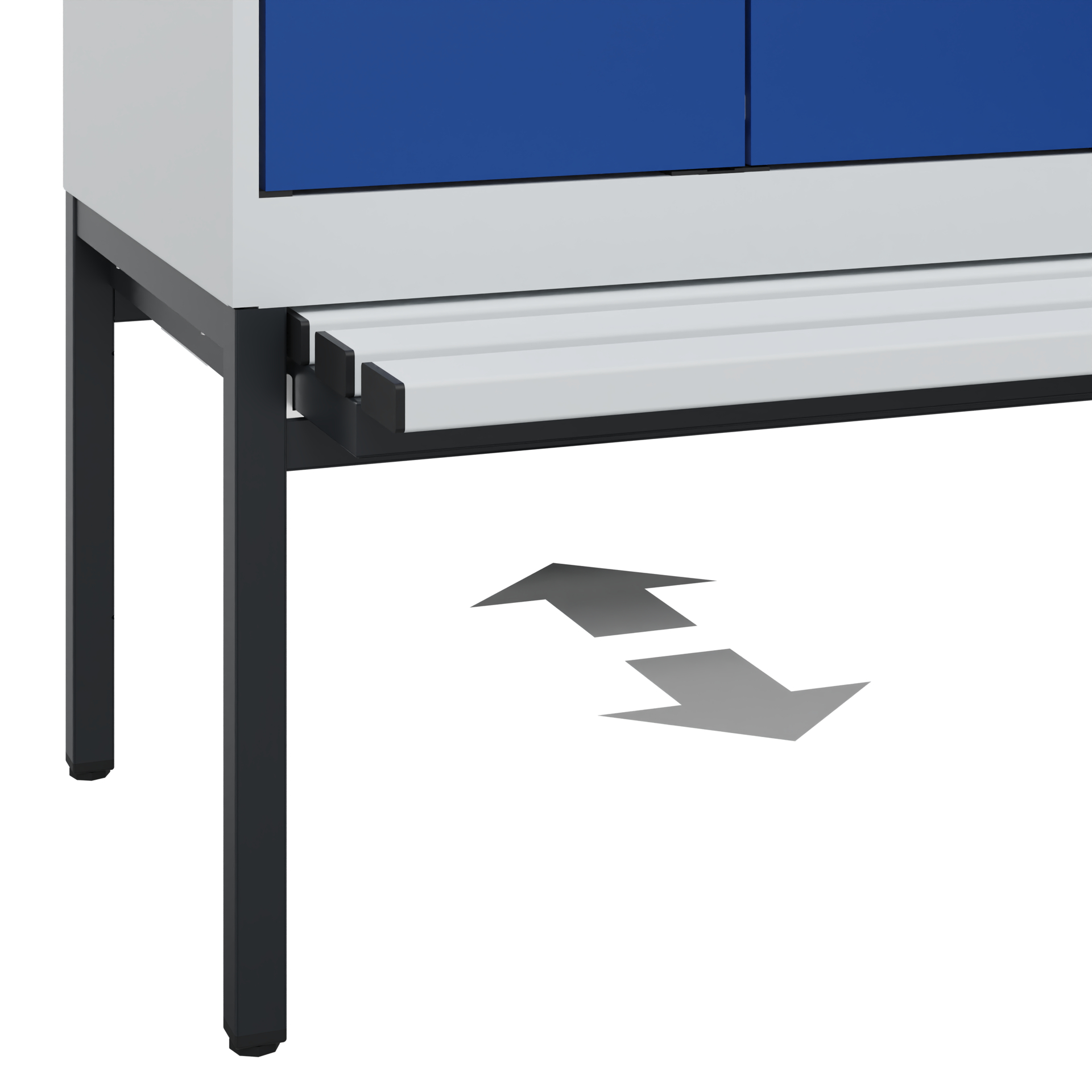 C+P PSA Schwarz-Weiß-Spind Evolo PLUS, Bank, 4 Abteile, 2120x1200x815mm