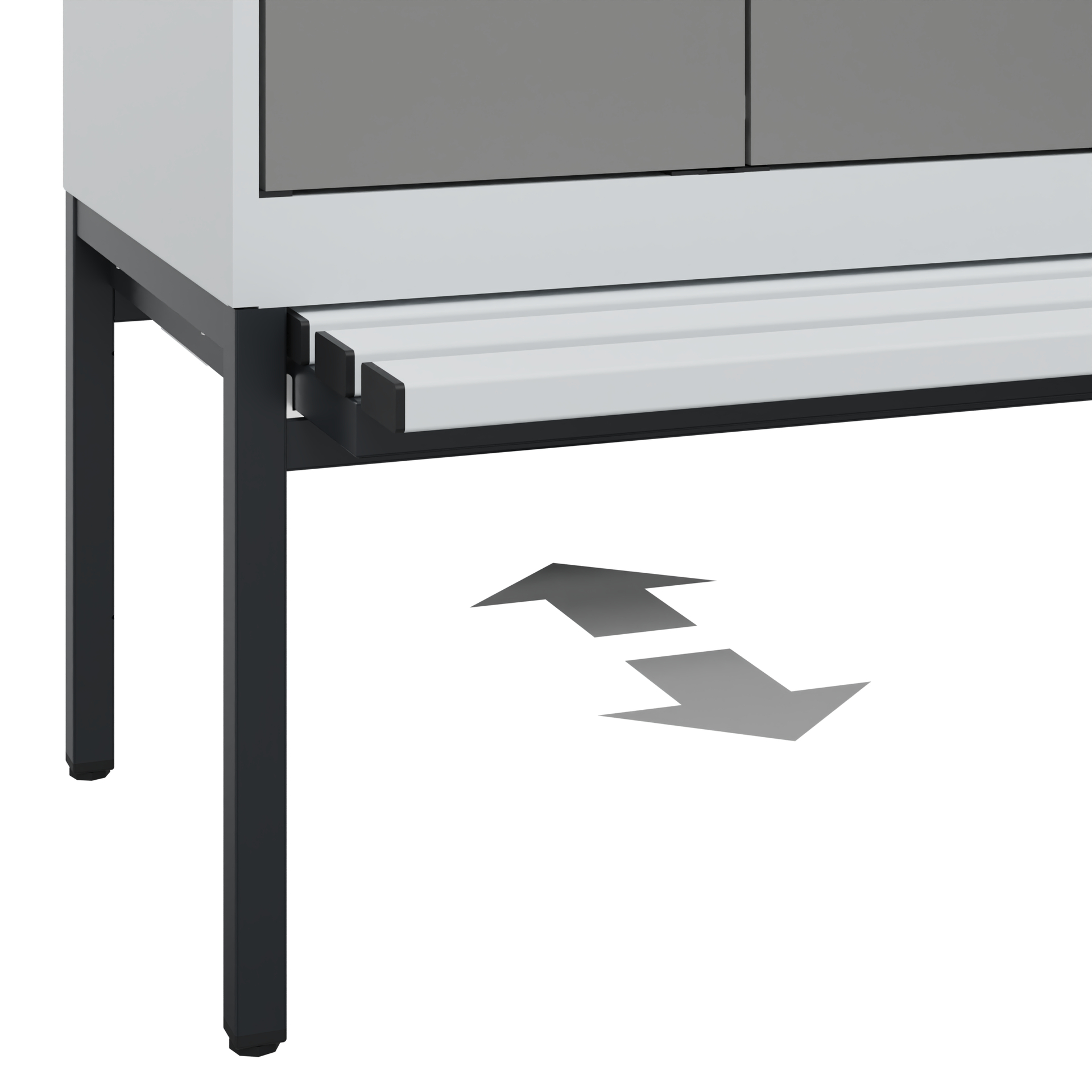 C+P PSA Schwarz-Weiß-Spind Evolo PLUS, Bank, 4 Abteile, 2120x1200x815mm