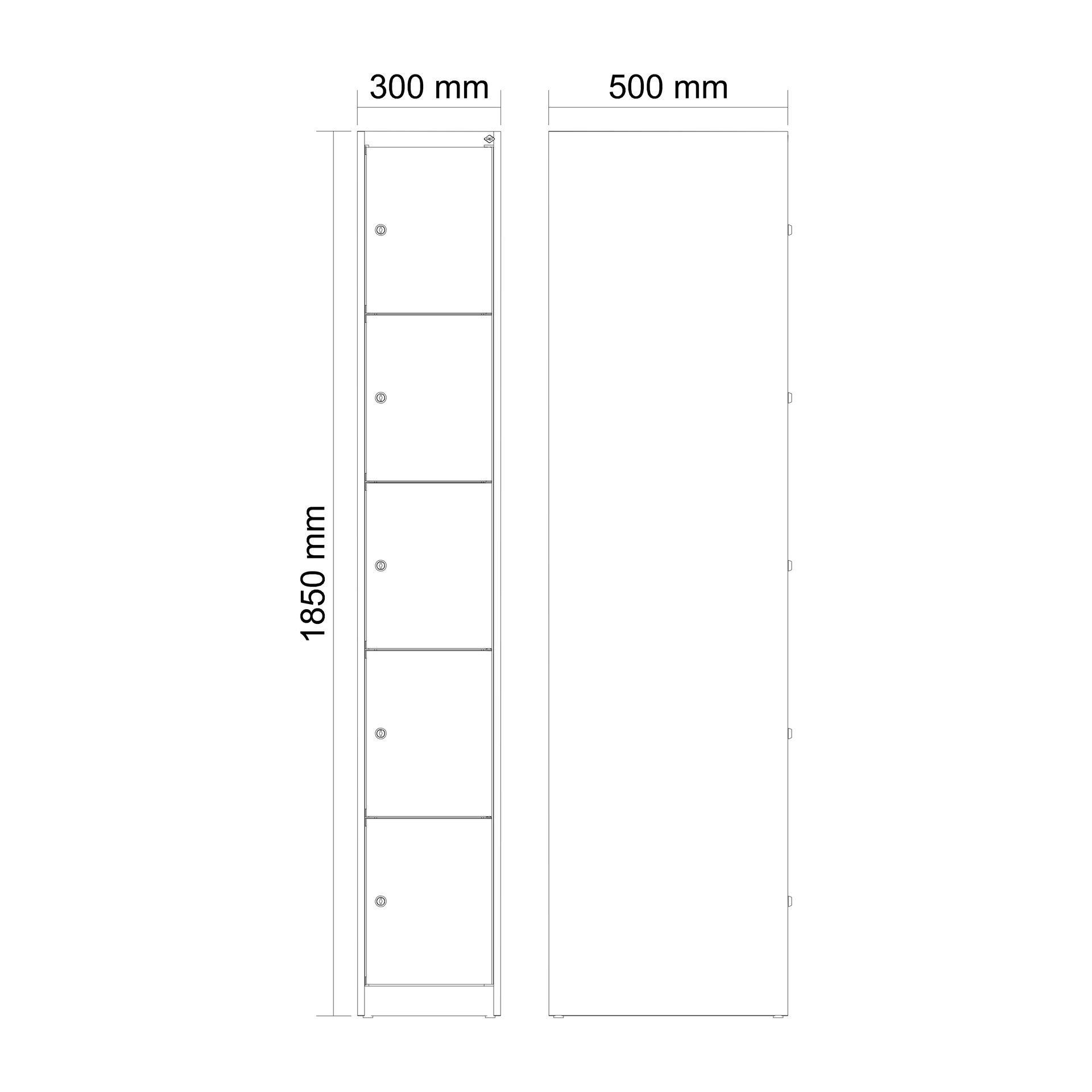 C+P Schlie�fachschrank Evolo PLUS, 5 F�cher, 1850x300x500mm
