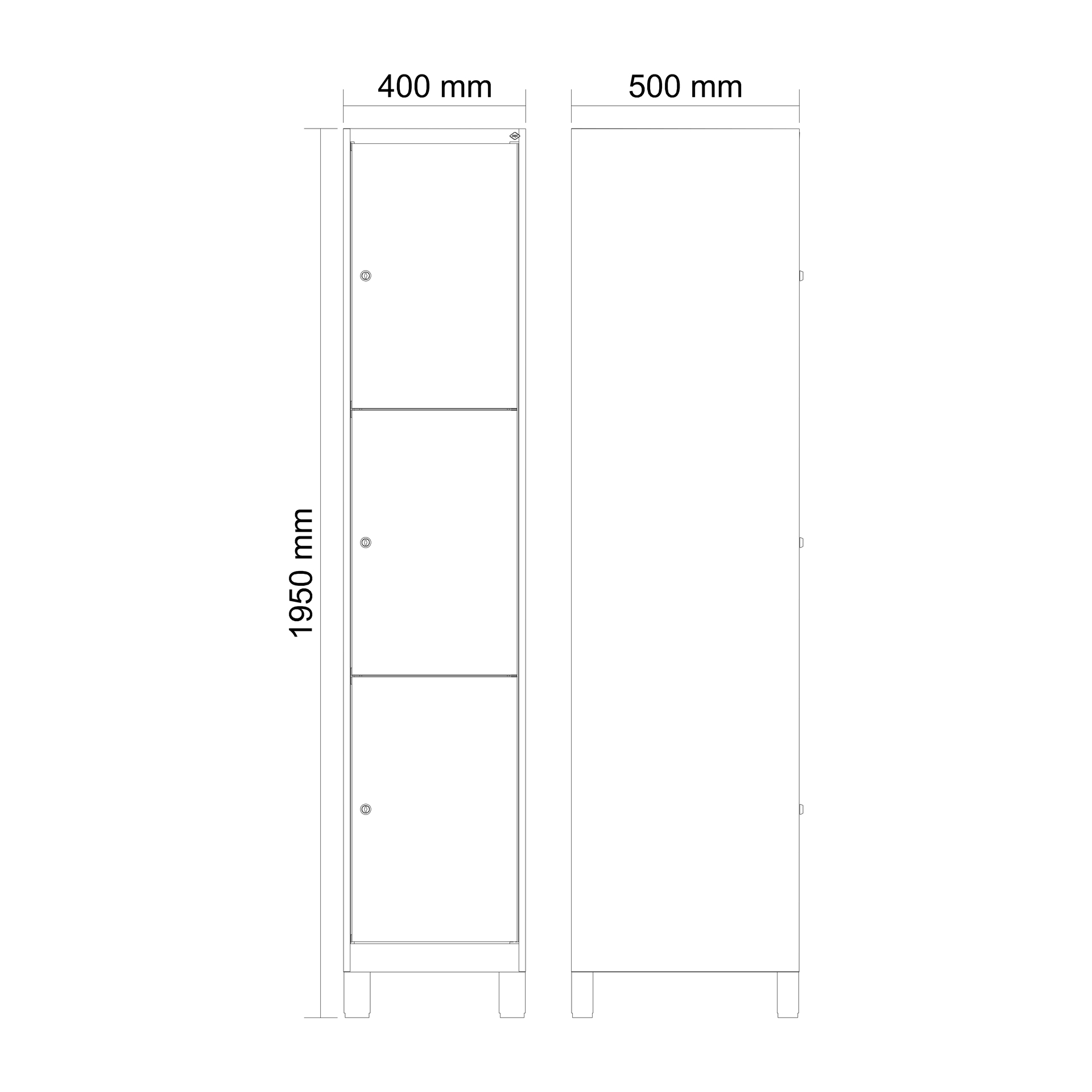 C+P Schlie�fachschrank Evolo PLUS, F��e, 3 F�cher, 1950x400x500mm